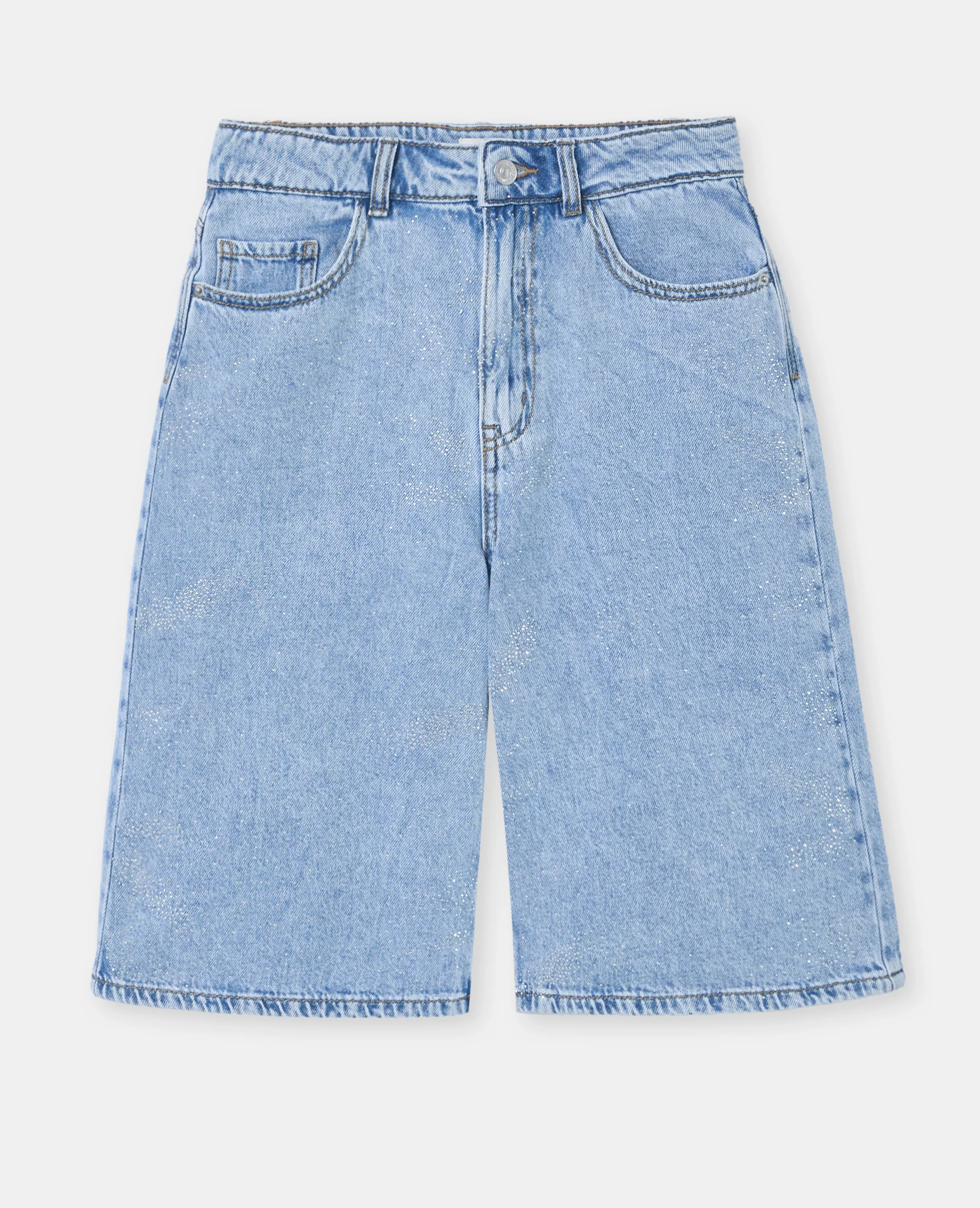 Bermuda en jean taille haute avec mini-strass - Image 4