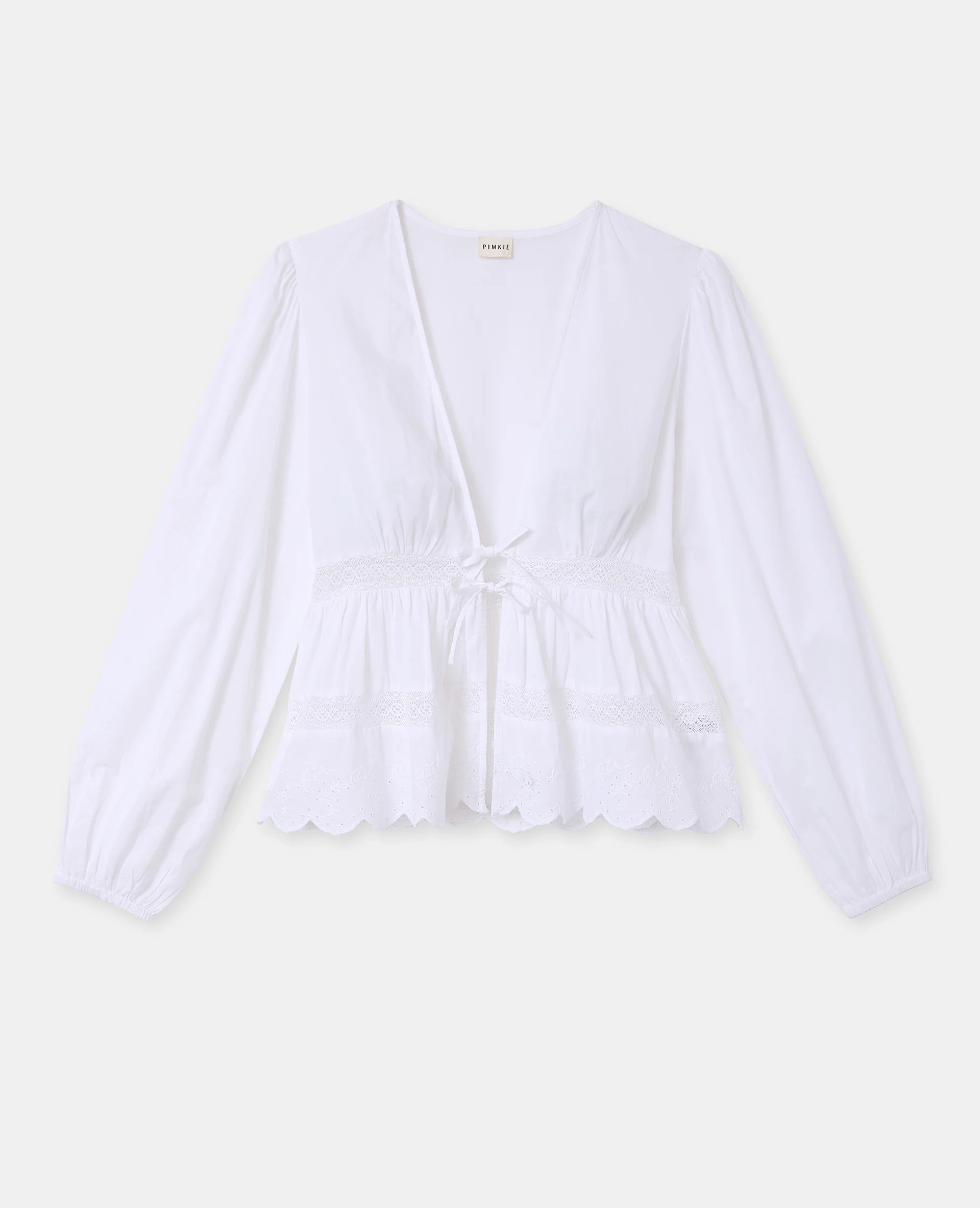 Blouse avec dentelle et nouettes - Image 4