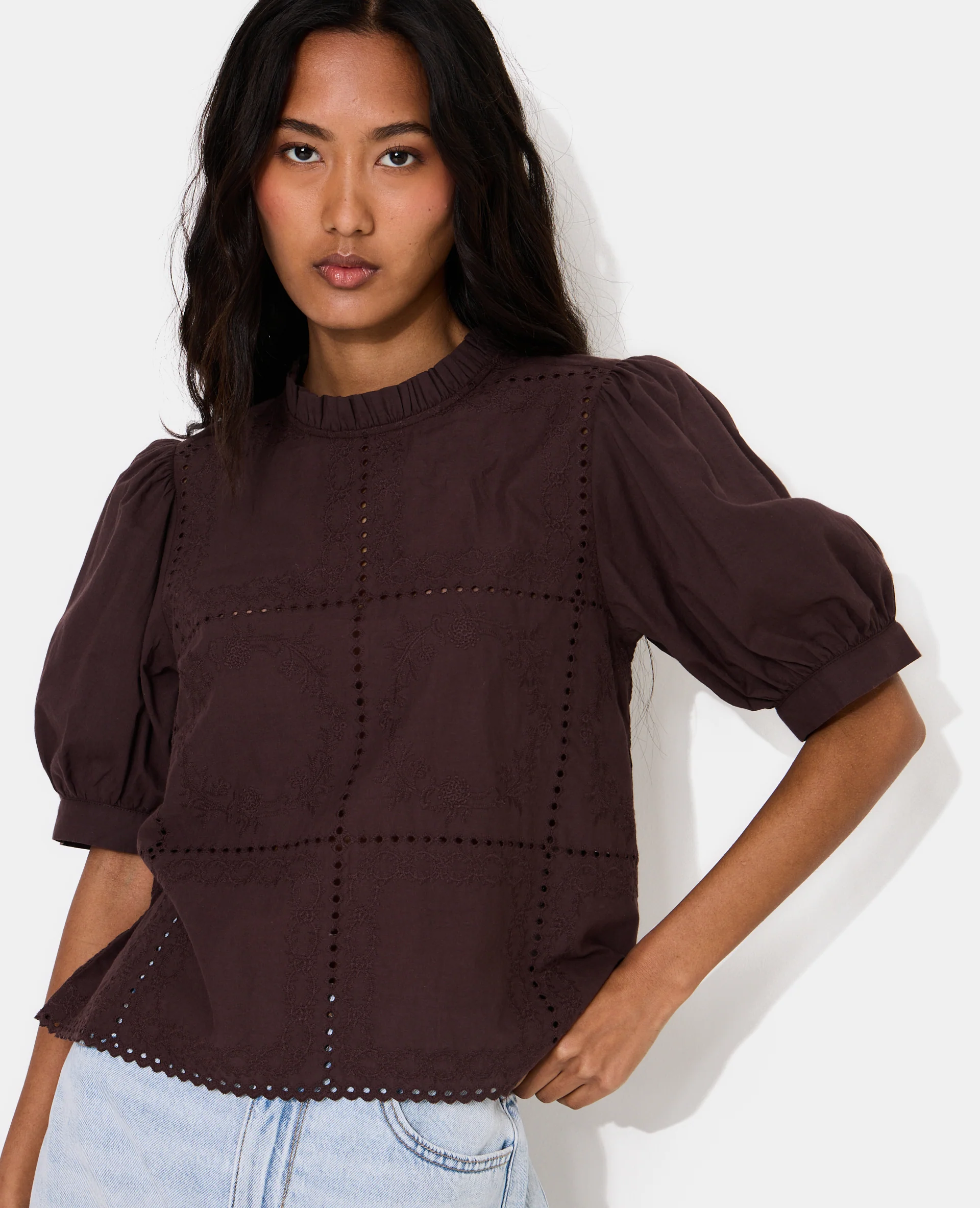 Blouse avec détails ajourés et broderies - Image 5