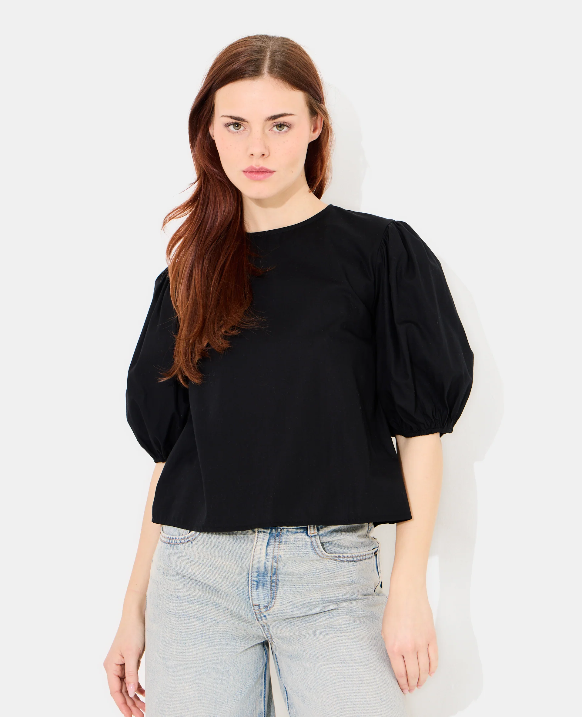 Blouse col rond avec manches ballons