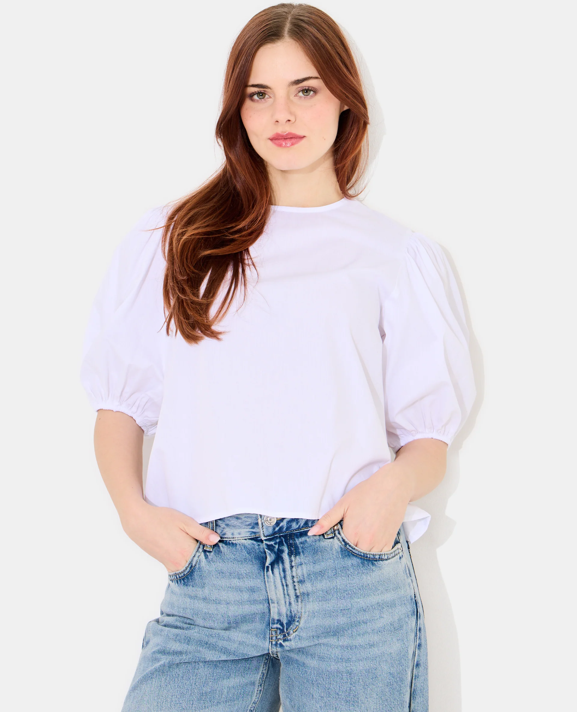 Blouse col rond avec manches ballons