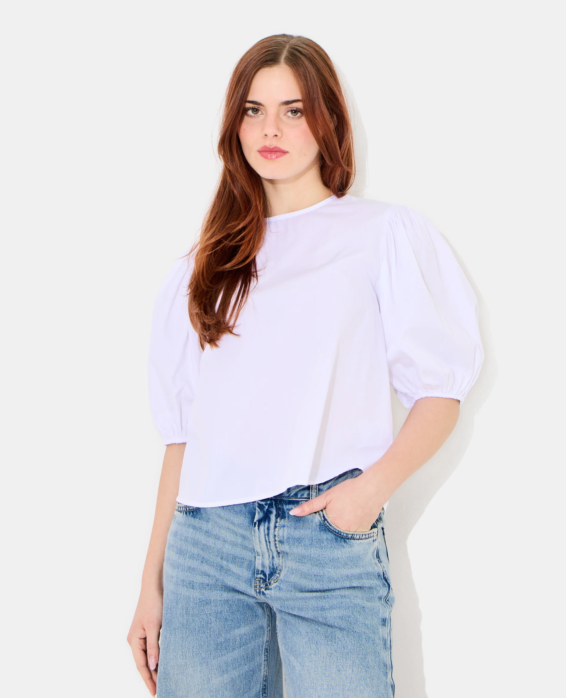 Blouse col rond avec manches ballons - Image 2