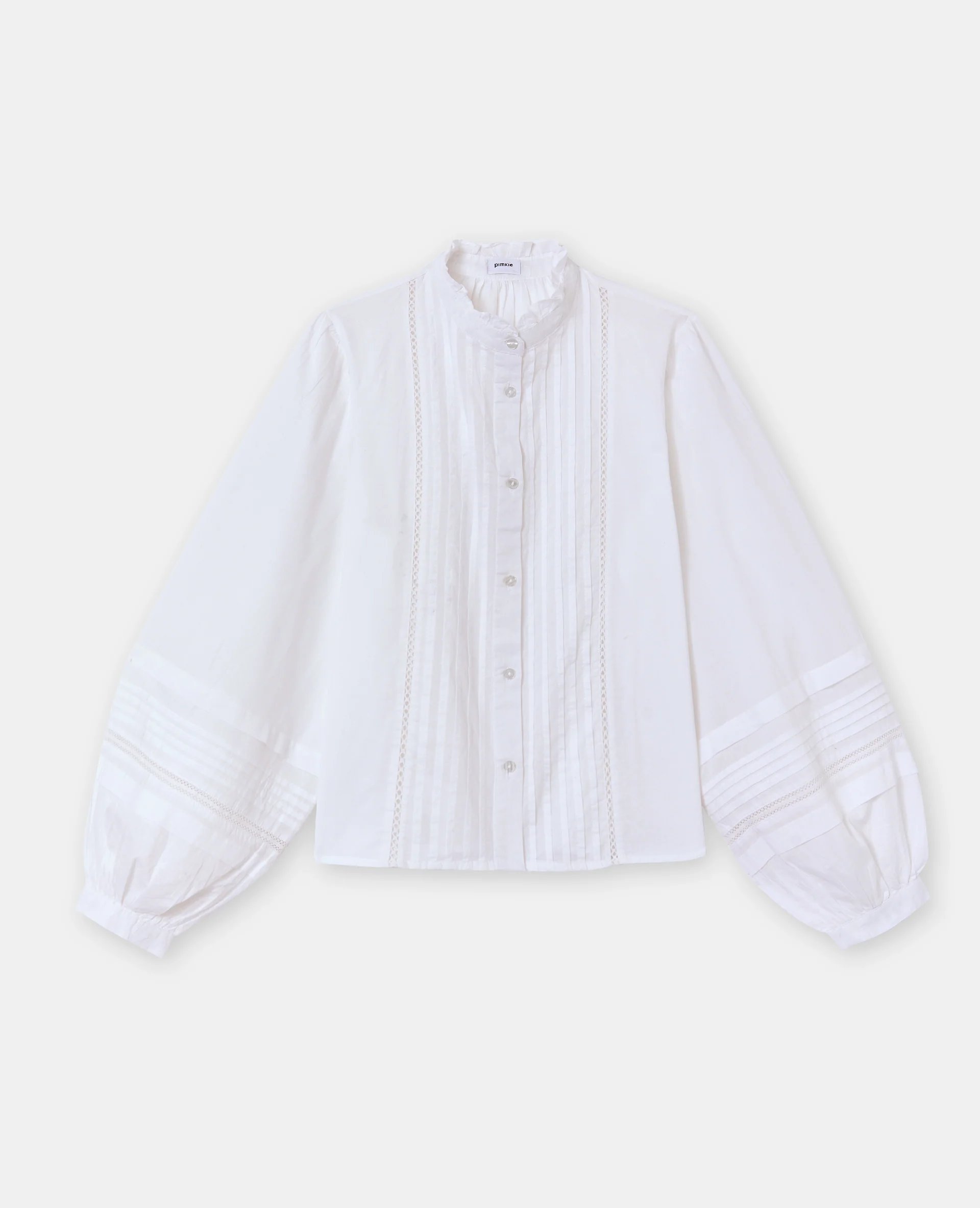 Blouse col volanté avec plis et dentelle - Image 4