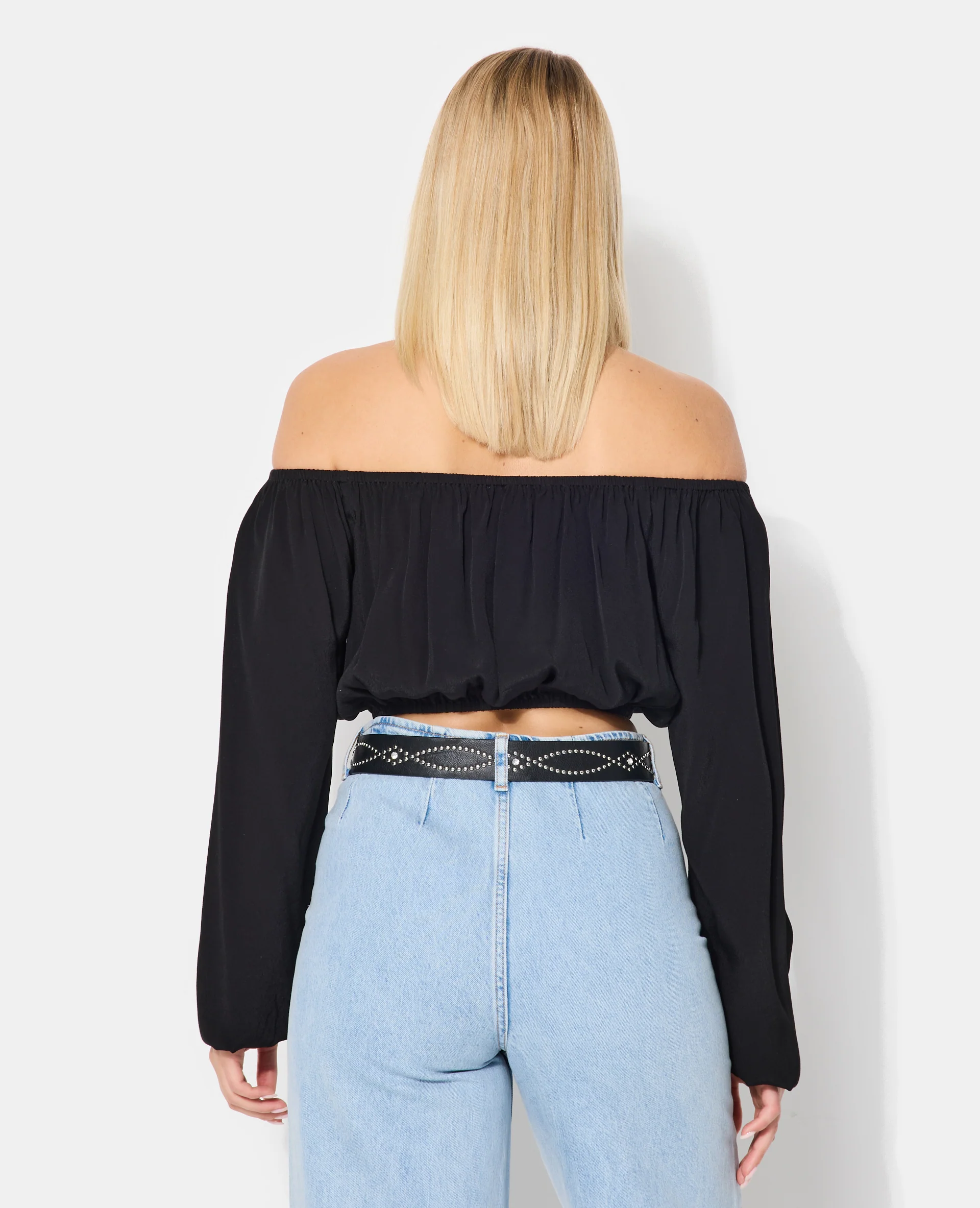 Blouse courte encolure Bardot - Image 6