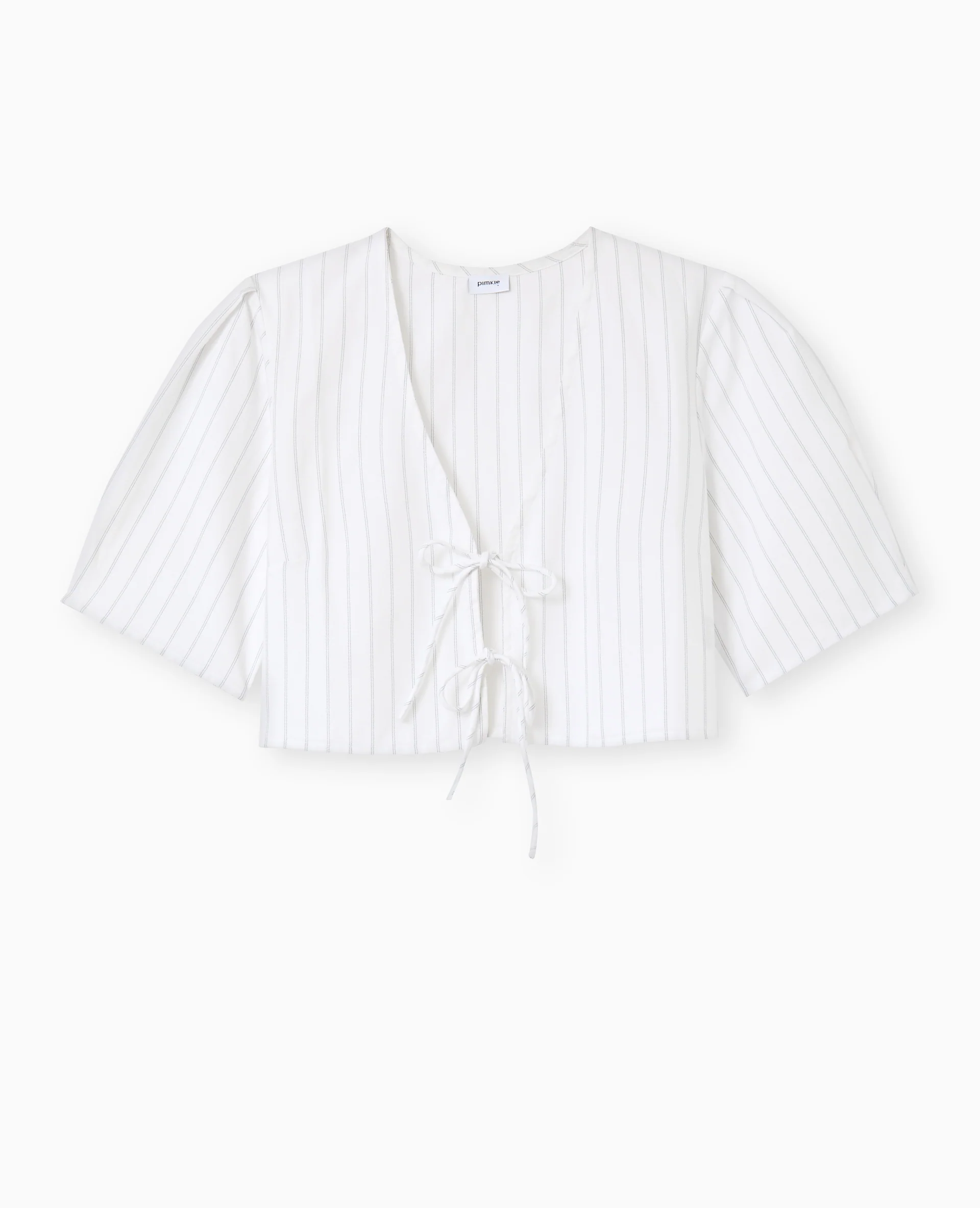 Blouse courte rayée avec nouettes - Image 4