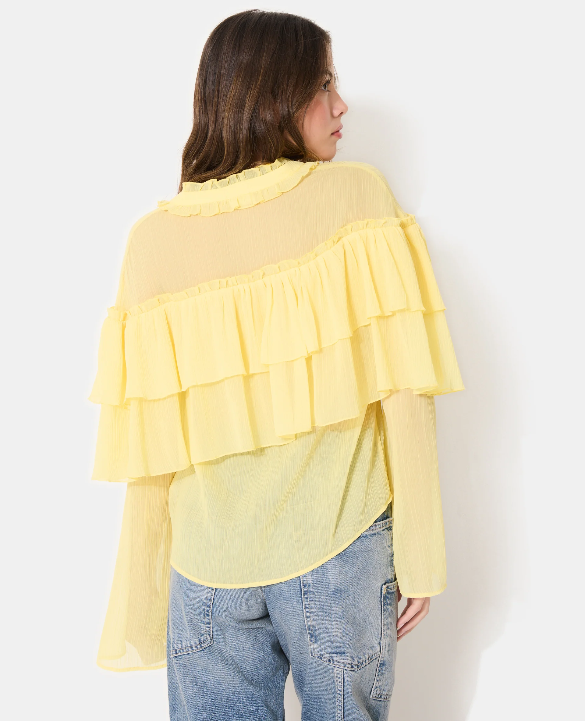 Blouse en voile avec volants et manches flare - Image 6