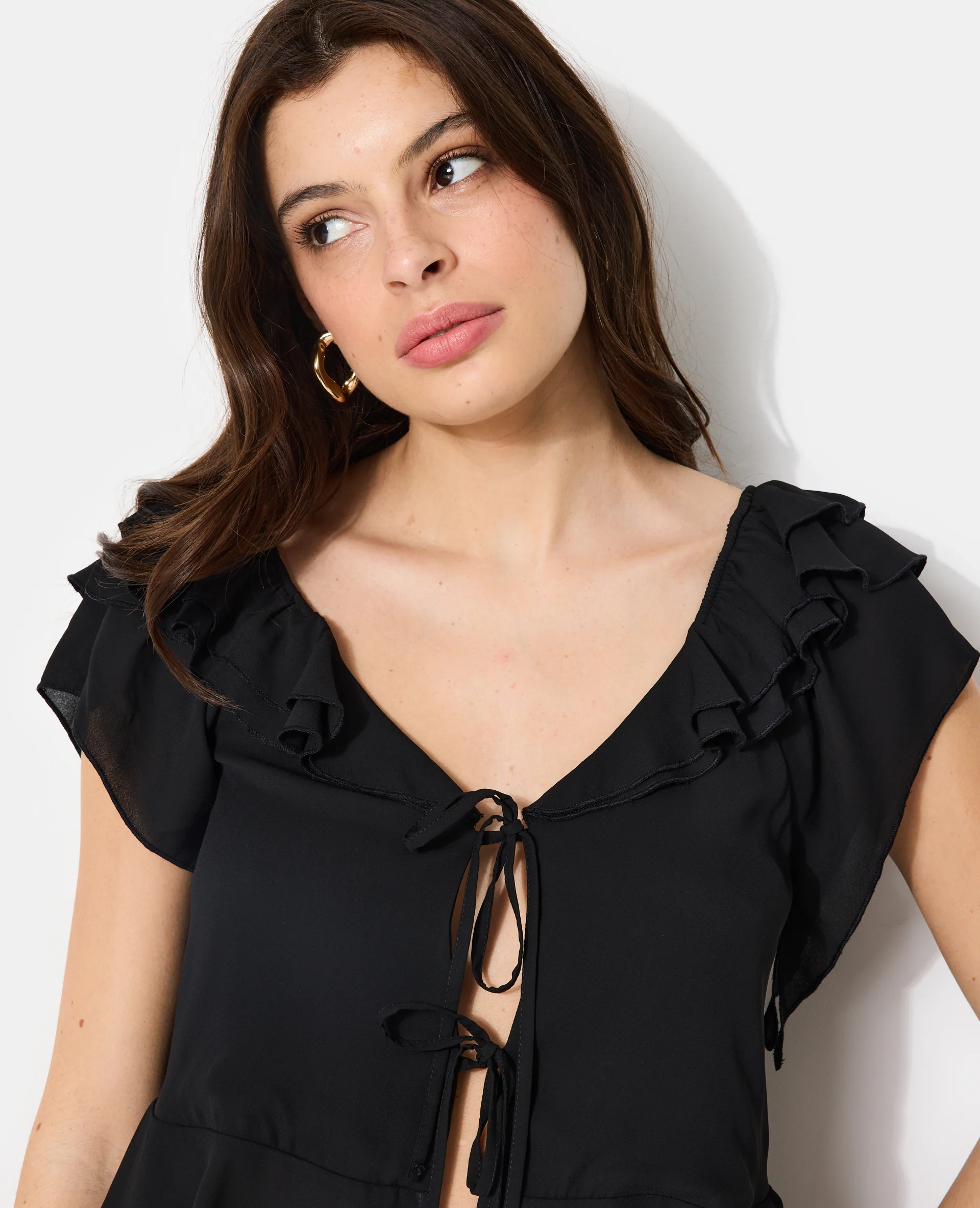 Blouse en voile avec volants et nouettes - Image 2
