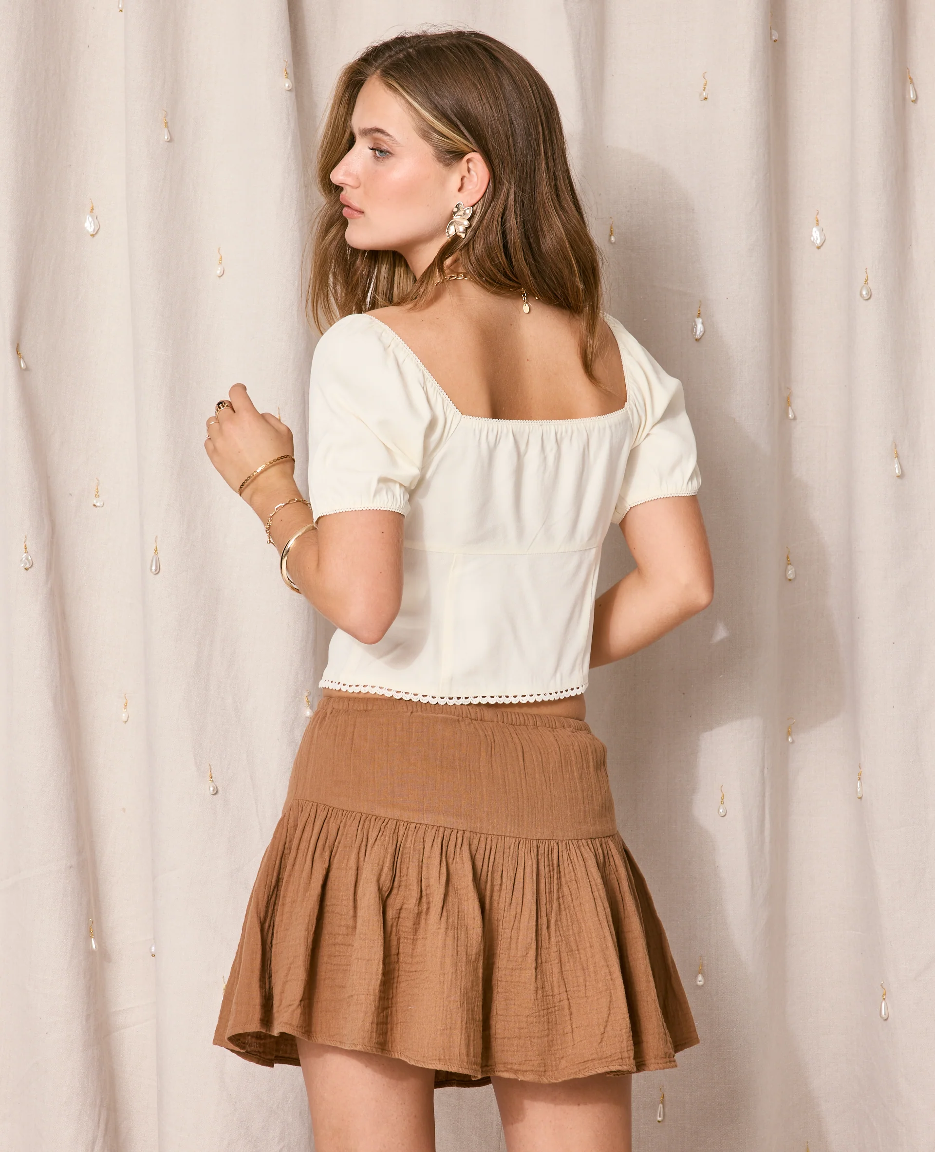 Blouse manches ballons avec finitions croquet - Image 6