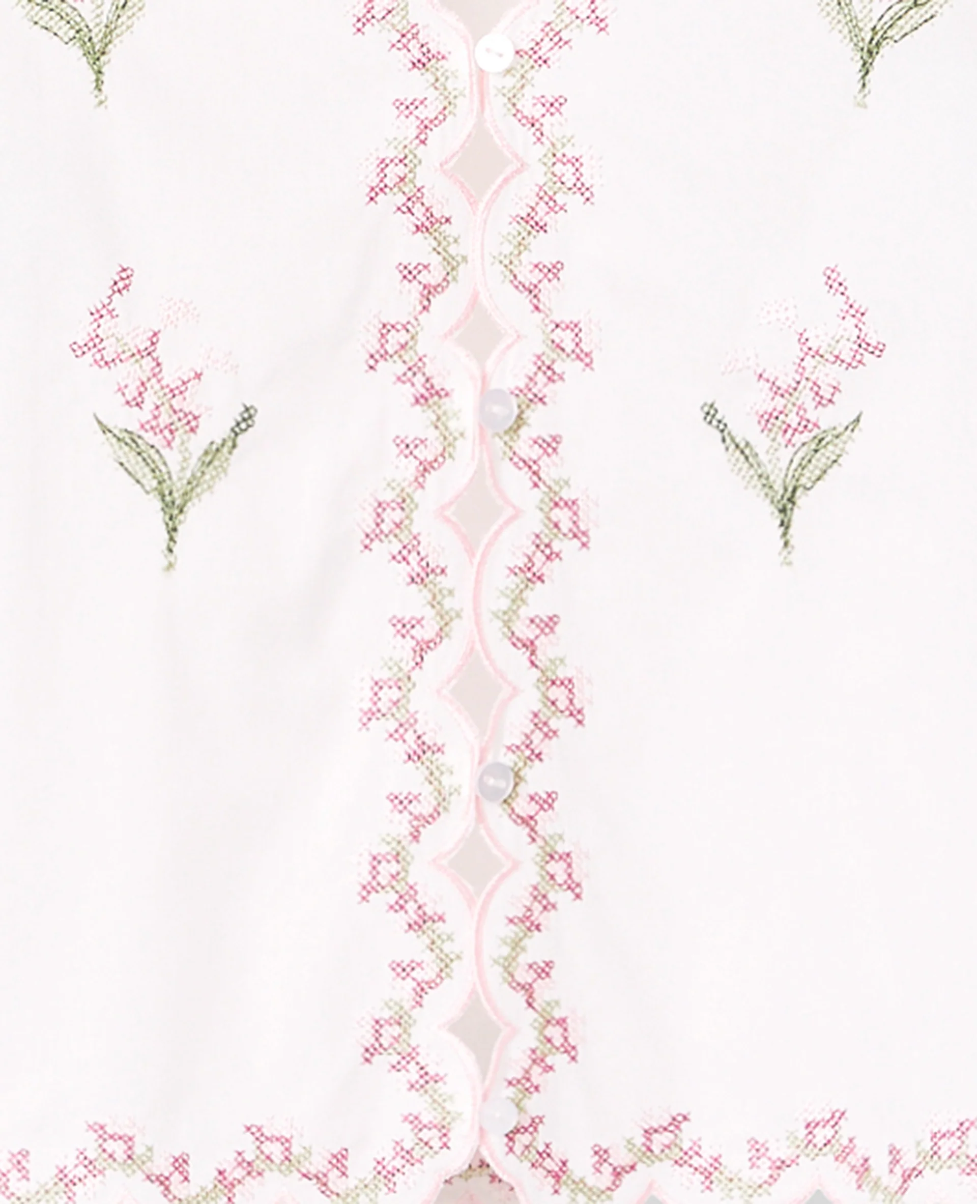 Blouse manches courtes avec fleurs points de croix - Image 8