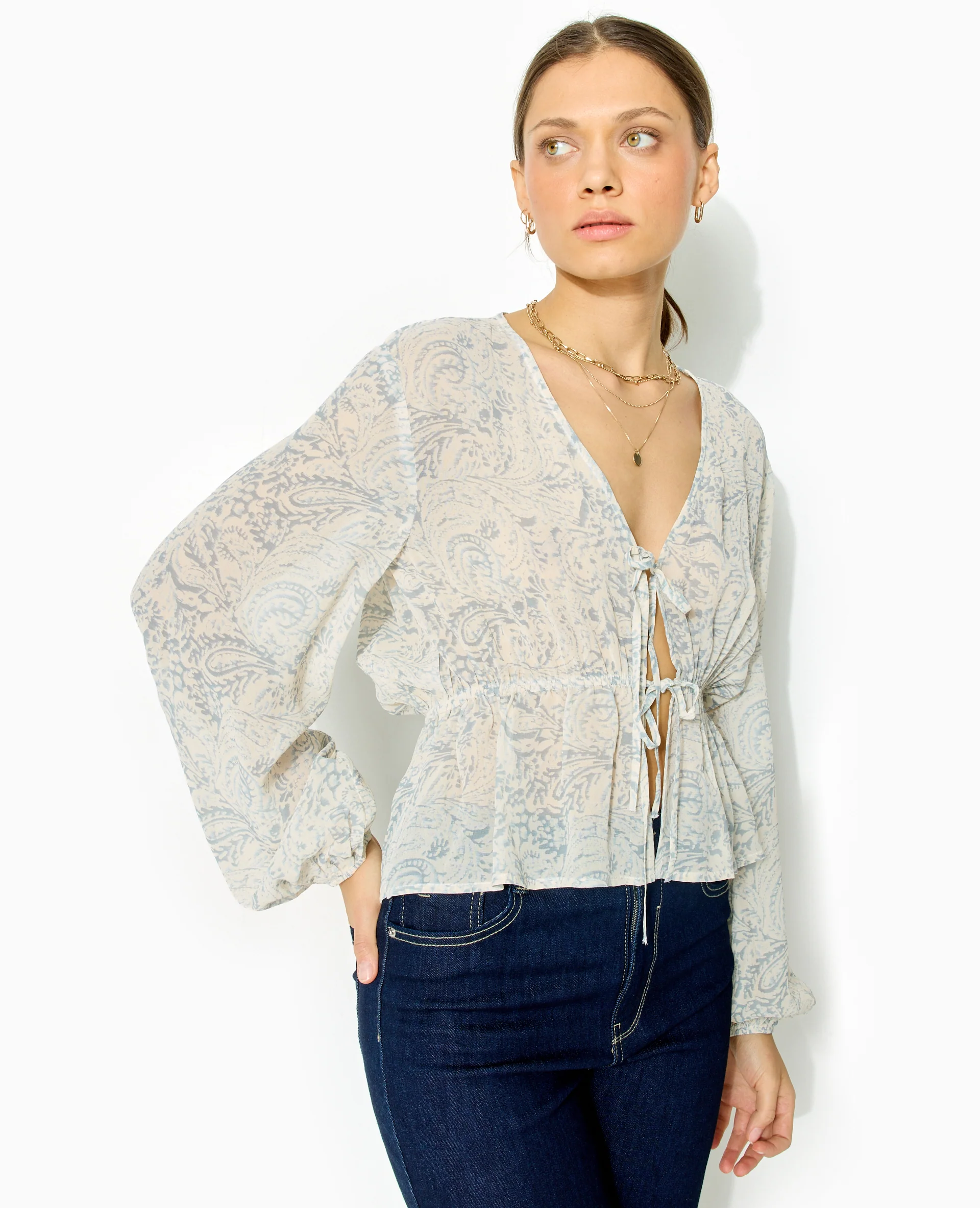 Blouse manches longues motif cachemire - Image 5