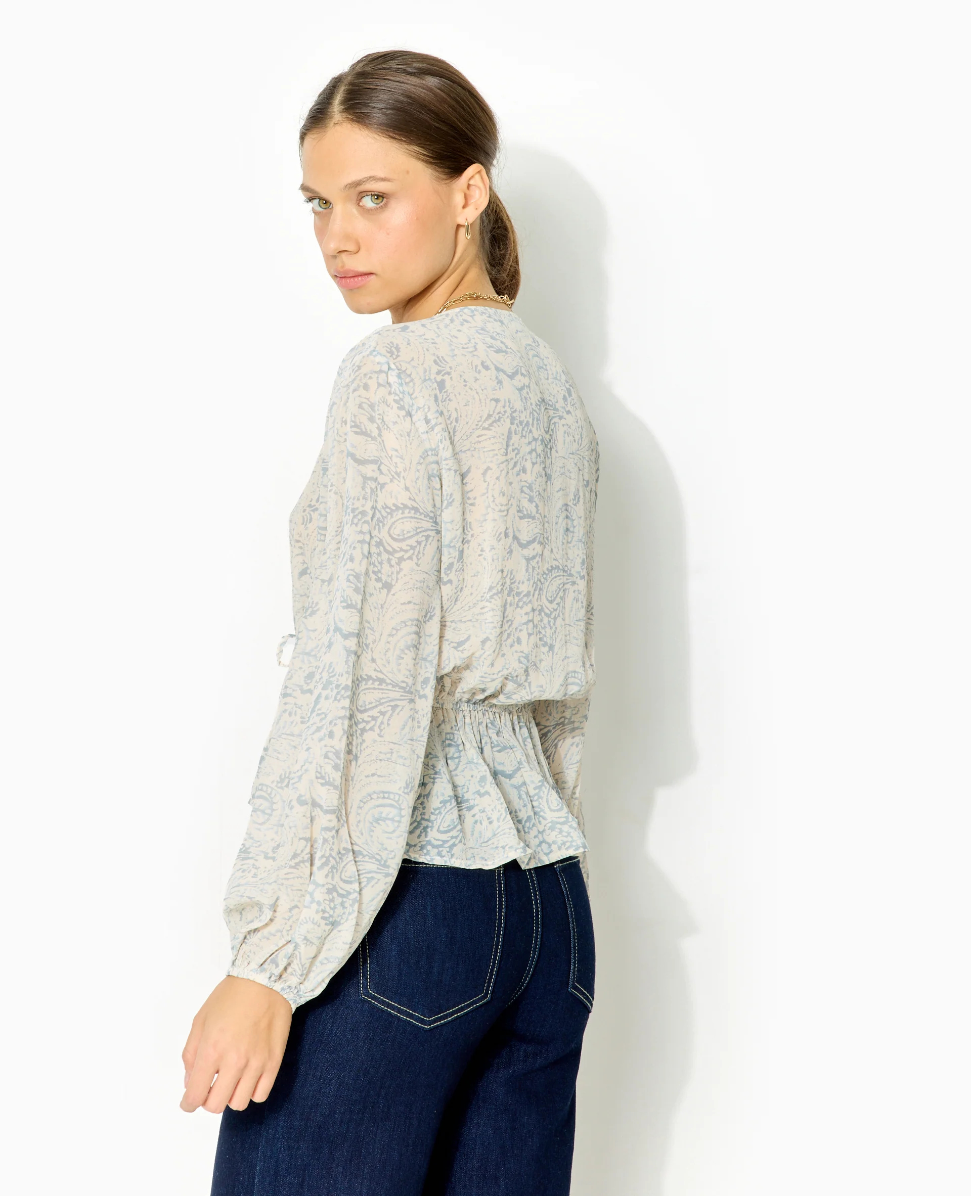 Blouse manches longues motif cachemire - Image 6