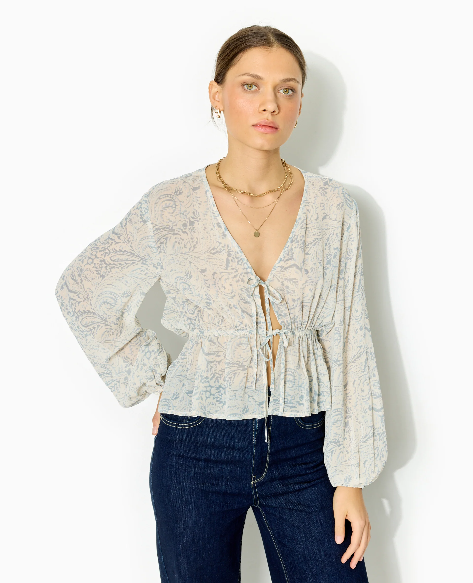 Blouse manches longues motif cachemire - Image 7