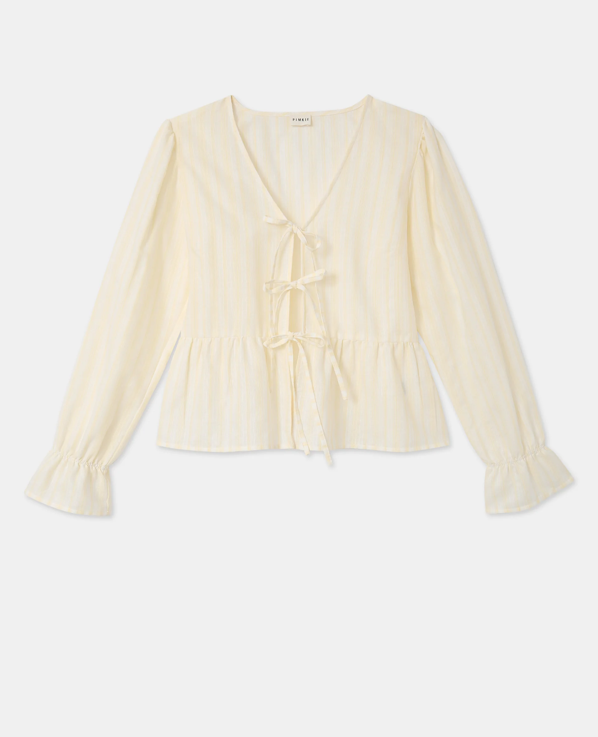 Blouse rayée avec volants et nouettes - Image 4