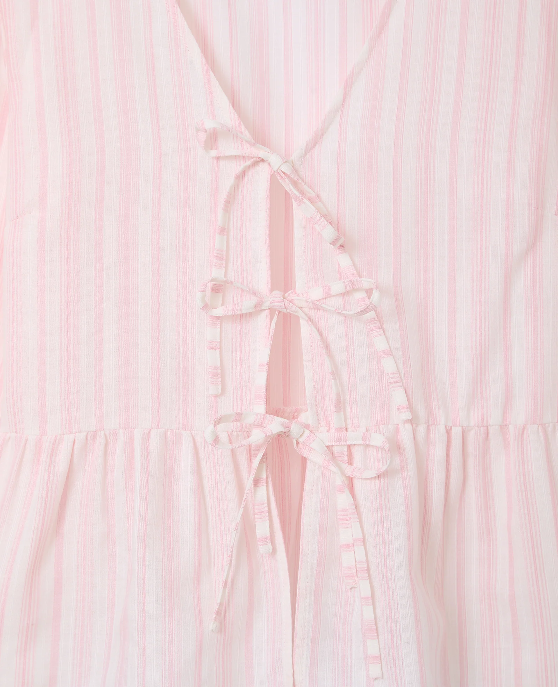 Blouse rayée avec volants et nouettes - Image 7