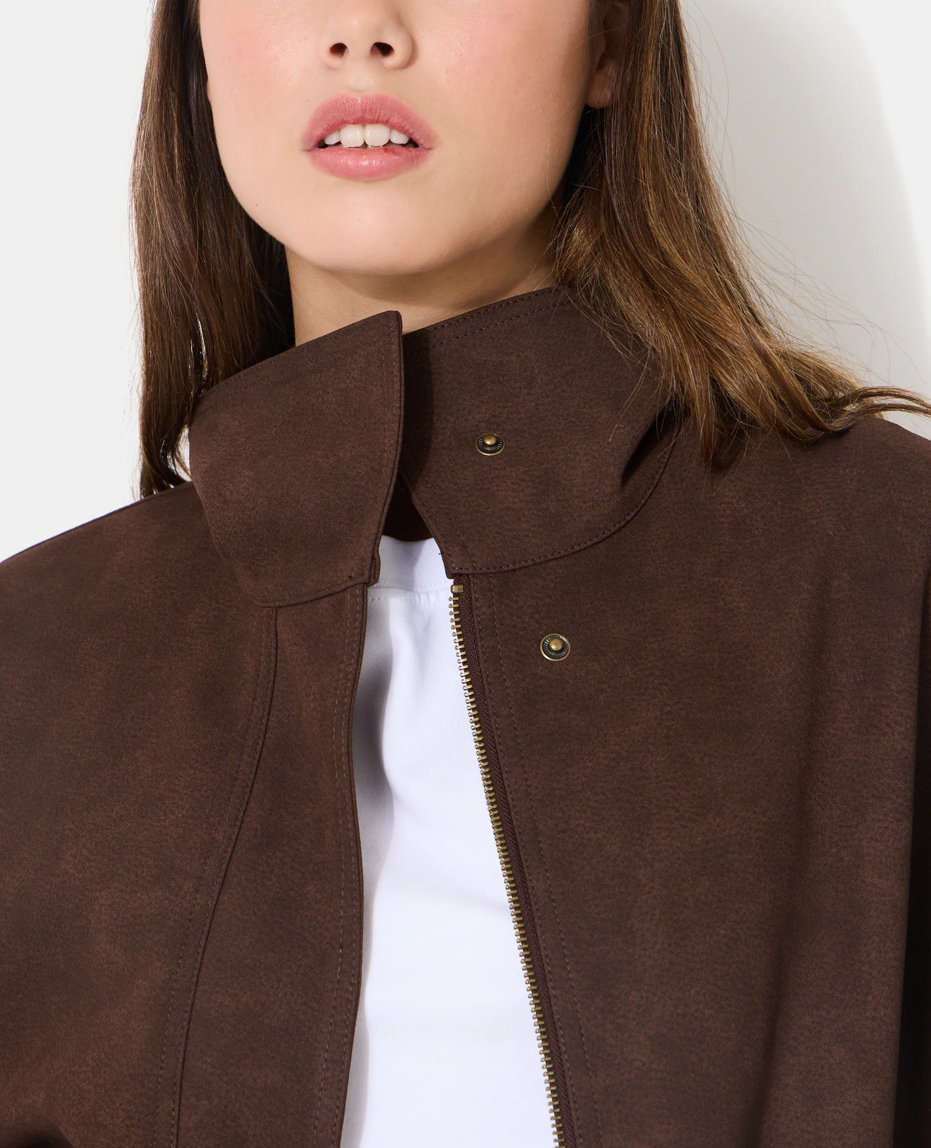 Blouson boule col montant en suédine - Image 2