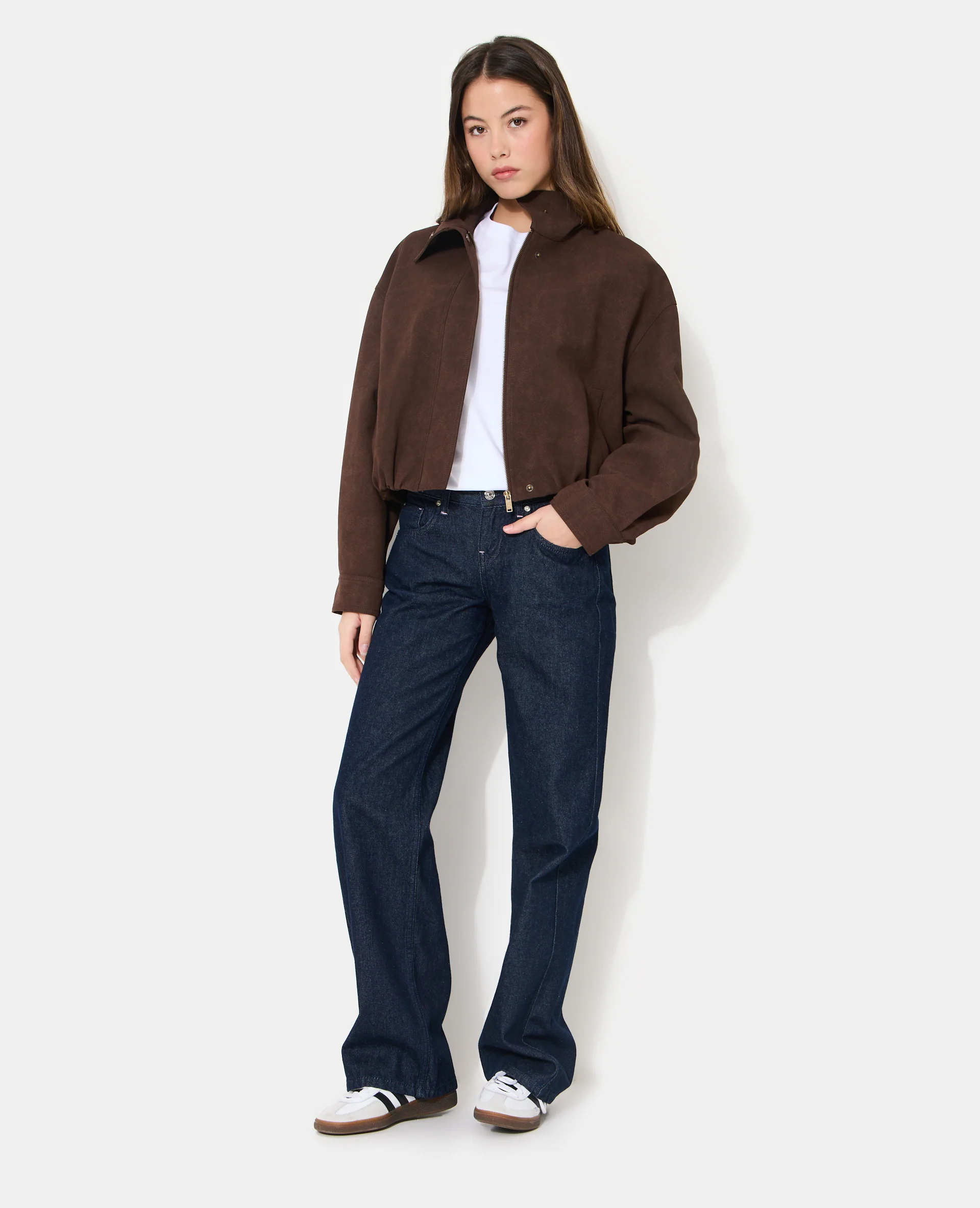 Blouson boule col montant en suédine - Image 8