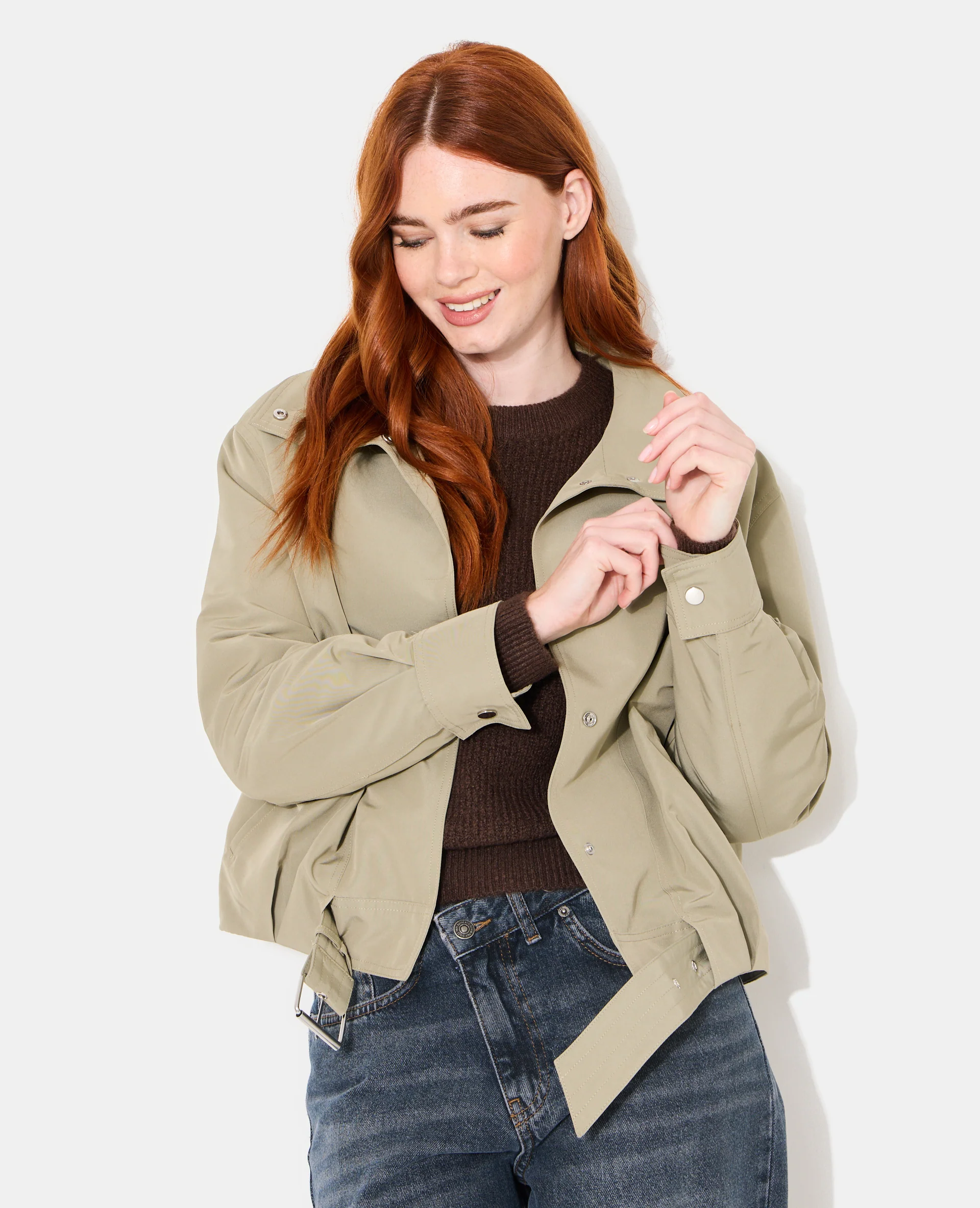 Blouson boule effet trench avec col montant - Image 2