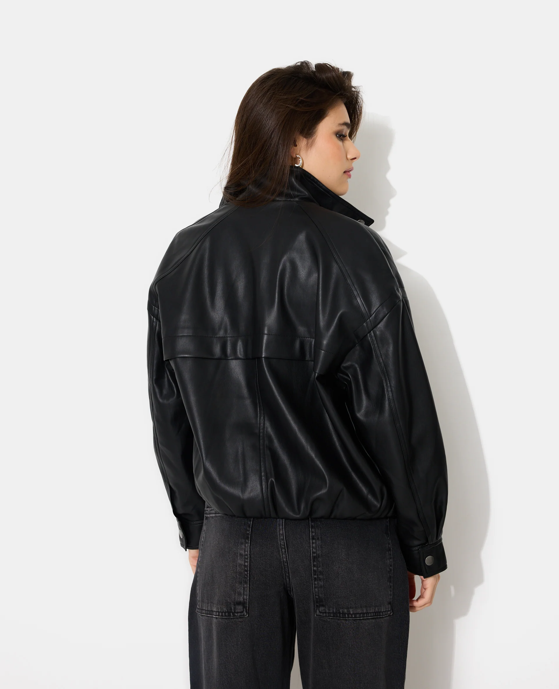 Blouson boule en simili avec col montant - Image 6