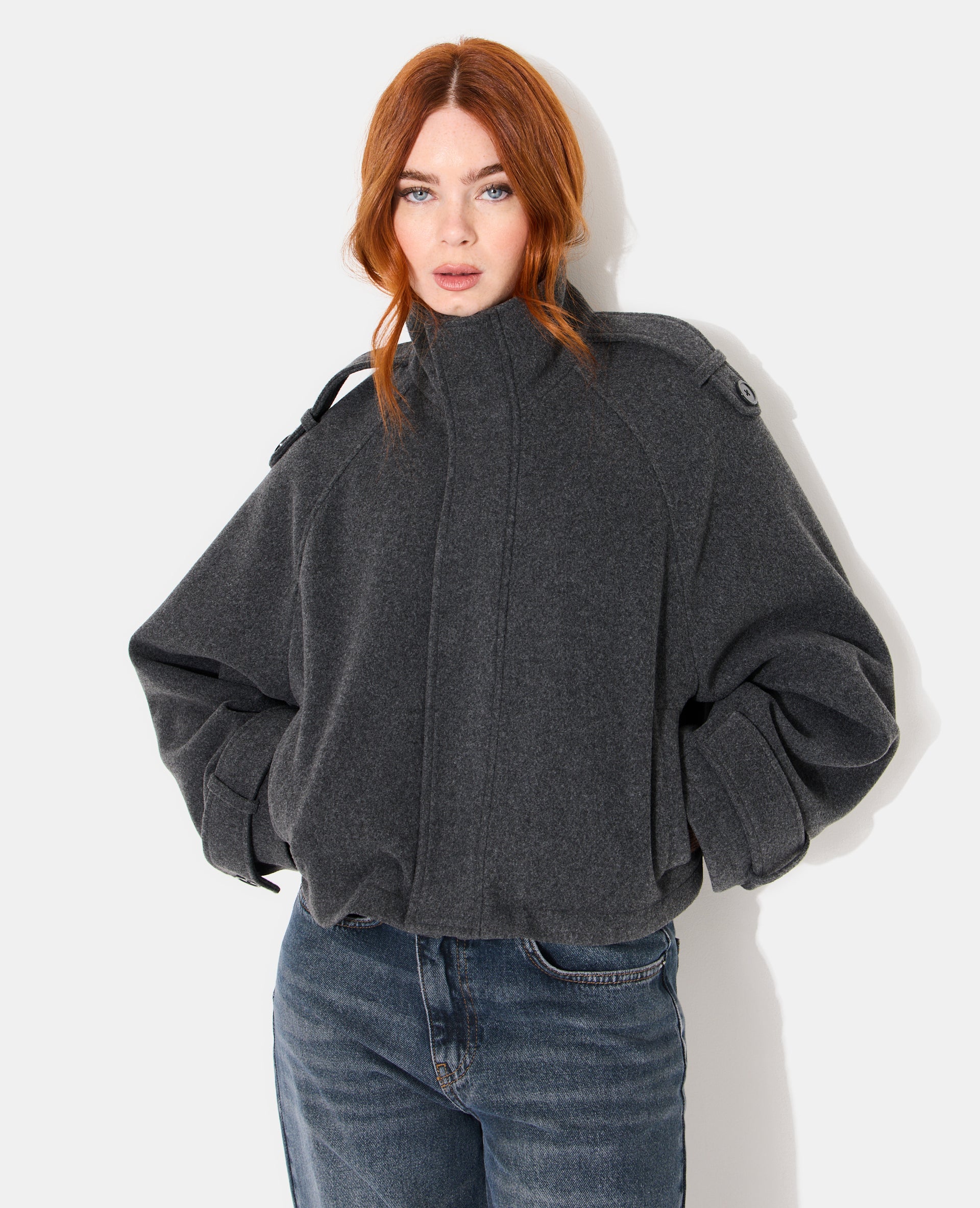 Blouson col montant effet drap de laine - Image 5