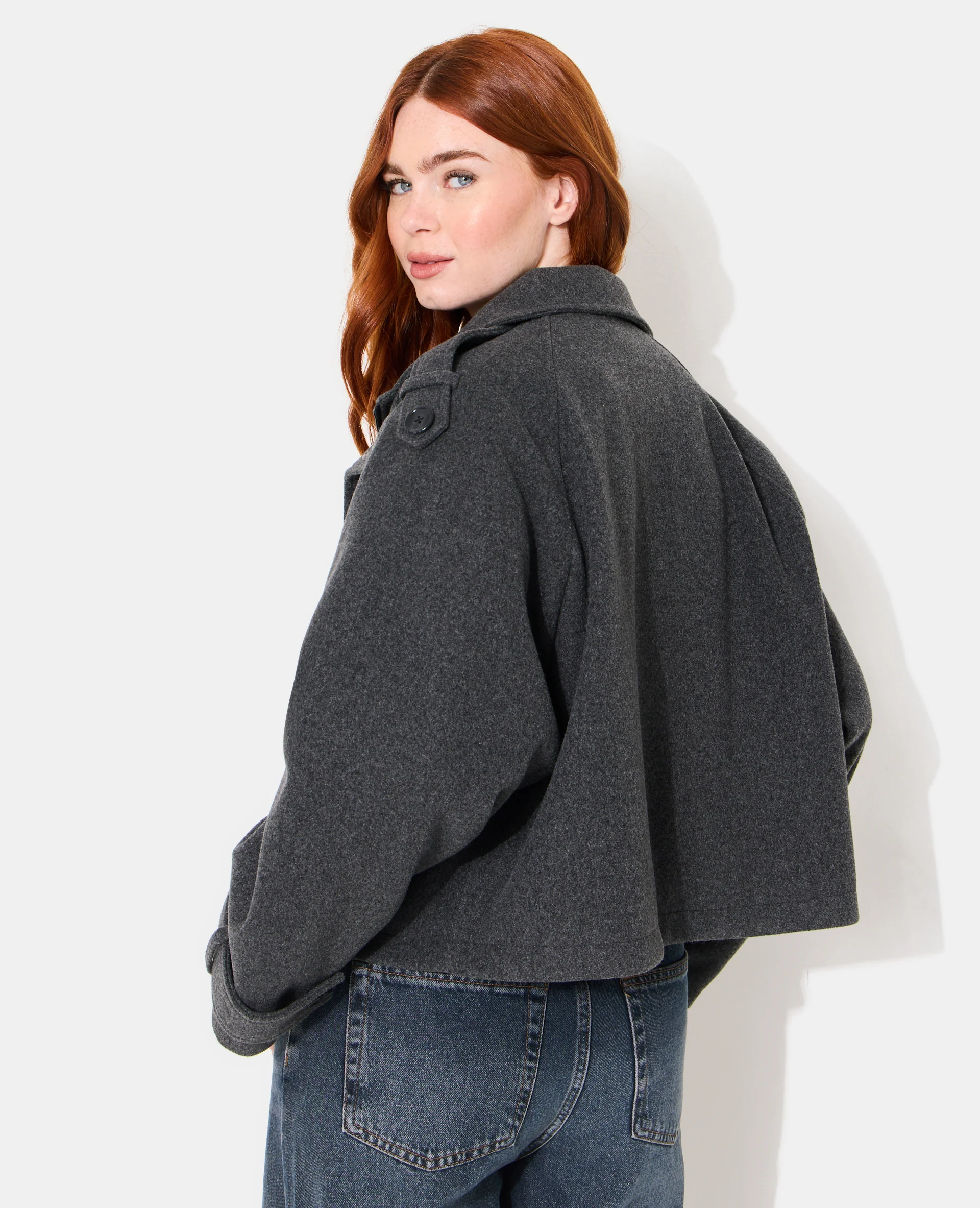 Blouson col montant effet drap de laine - Image 6
