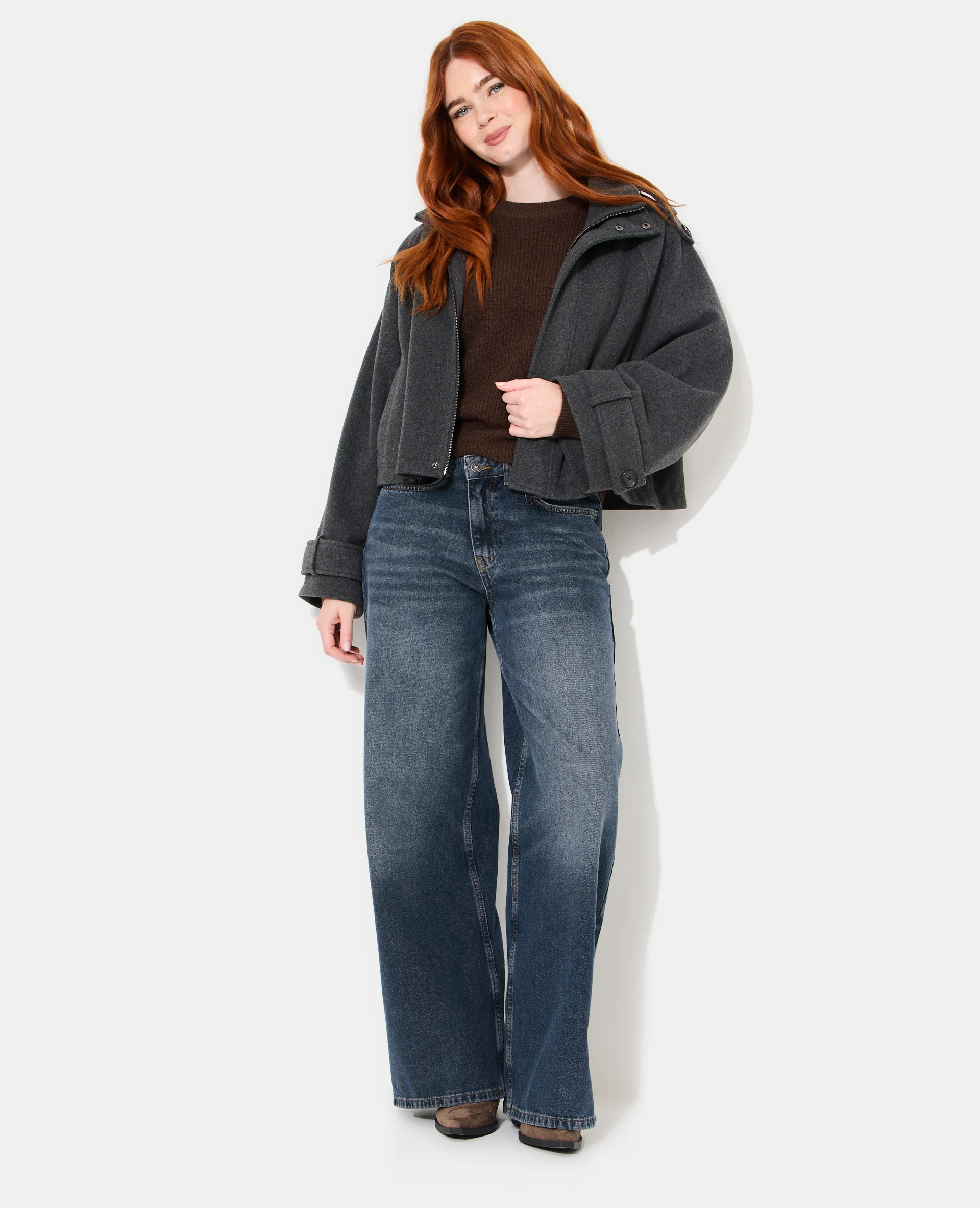Blouson col montant effet drap de laine - Image 7