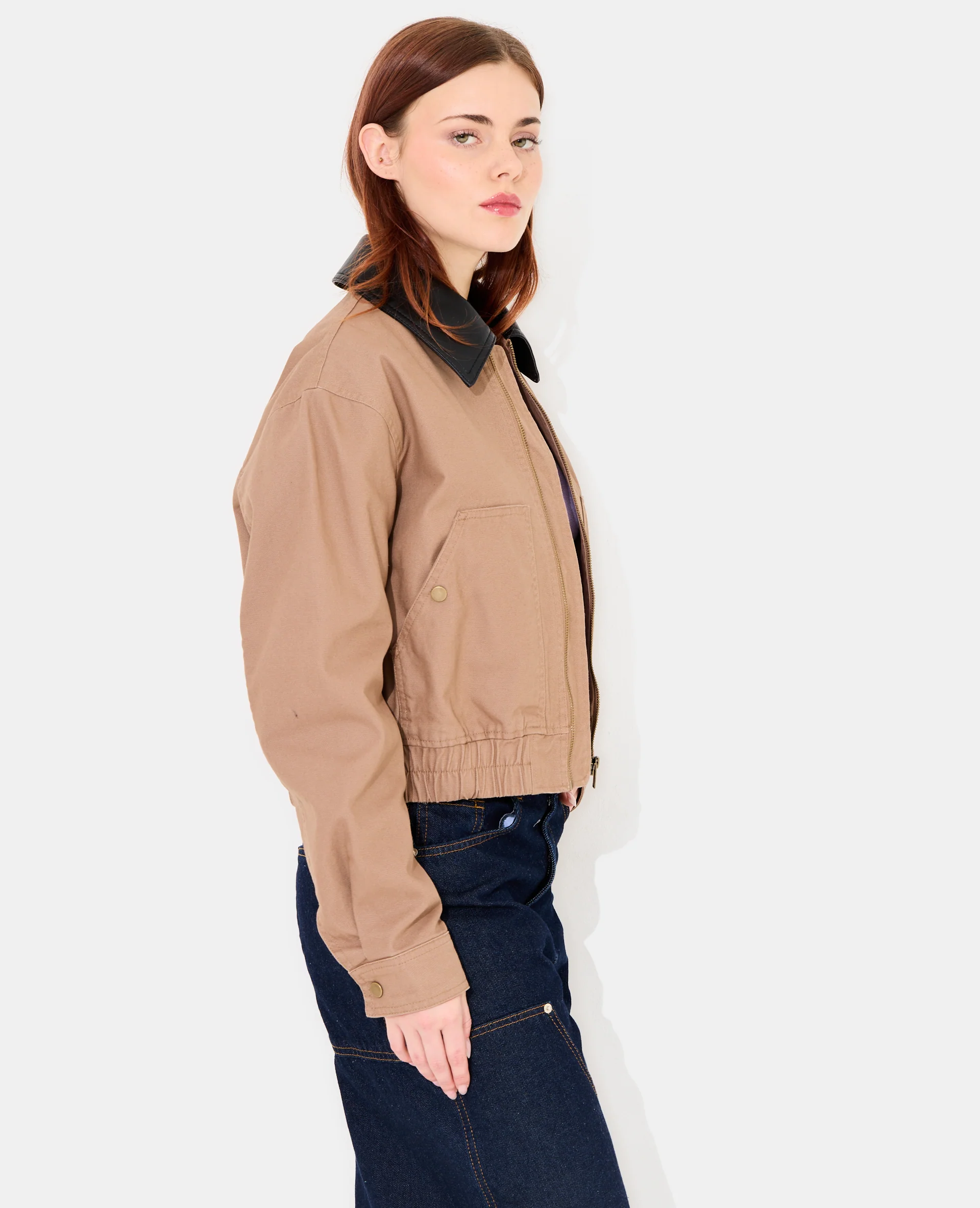 Blouson en toile avec col simili - Image 2
