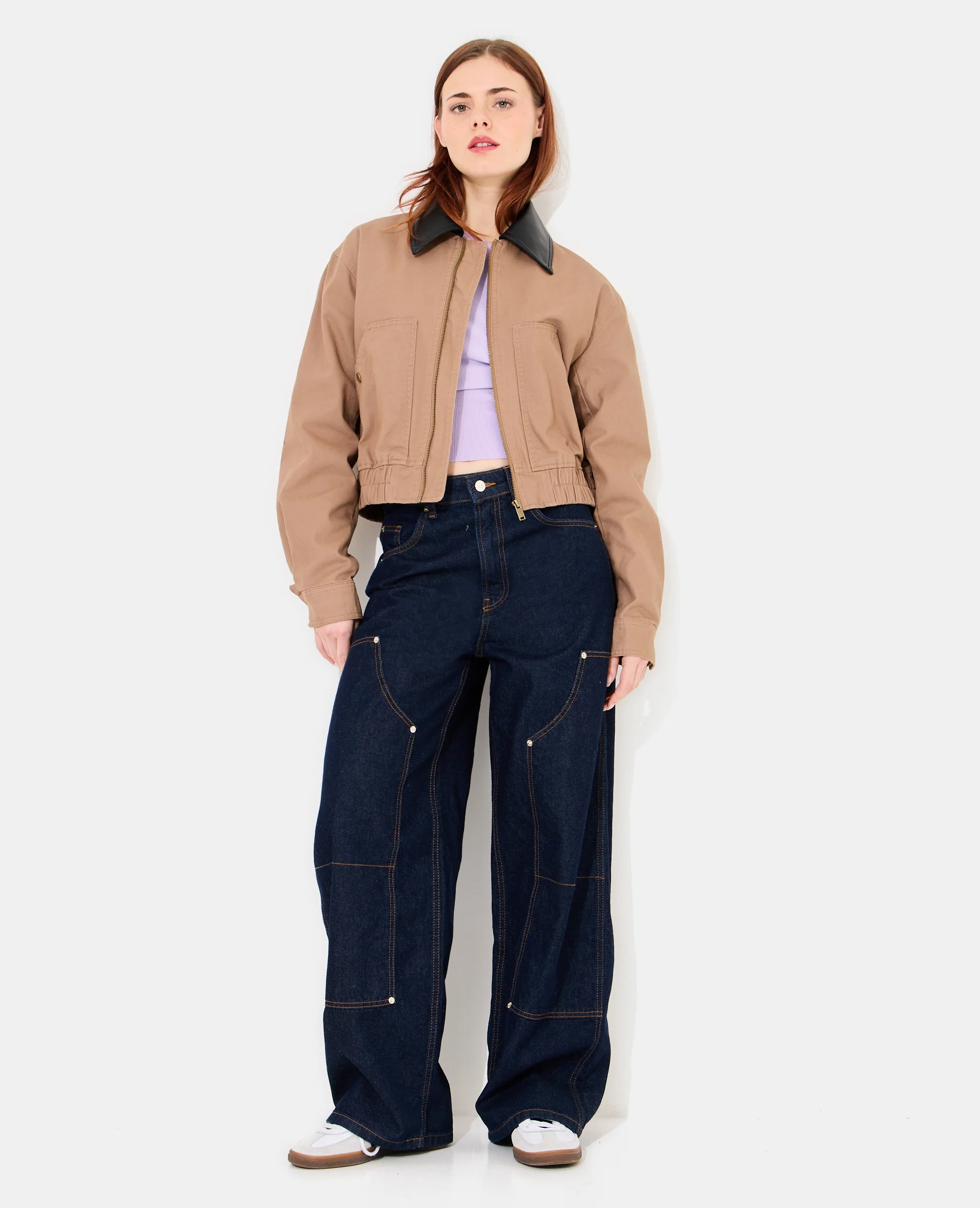 Blouson en toile avec col simili - Image 3