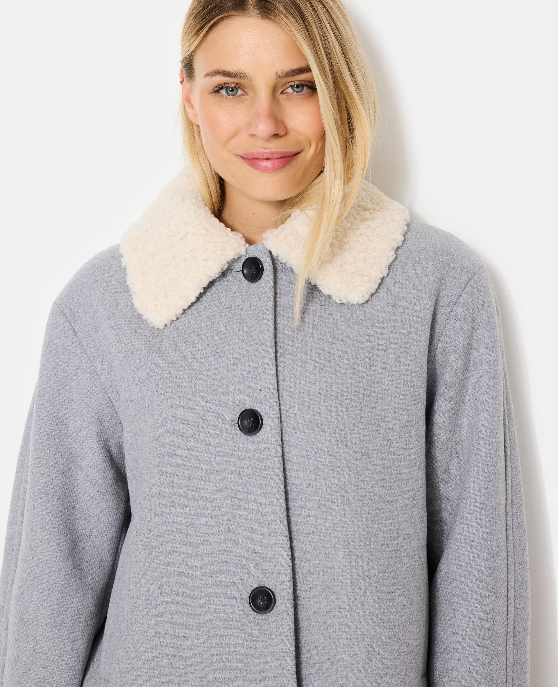Blouson façon drap de laine avec col sherpa - Image 2