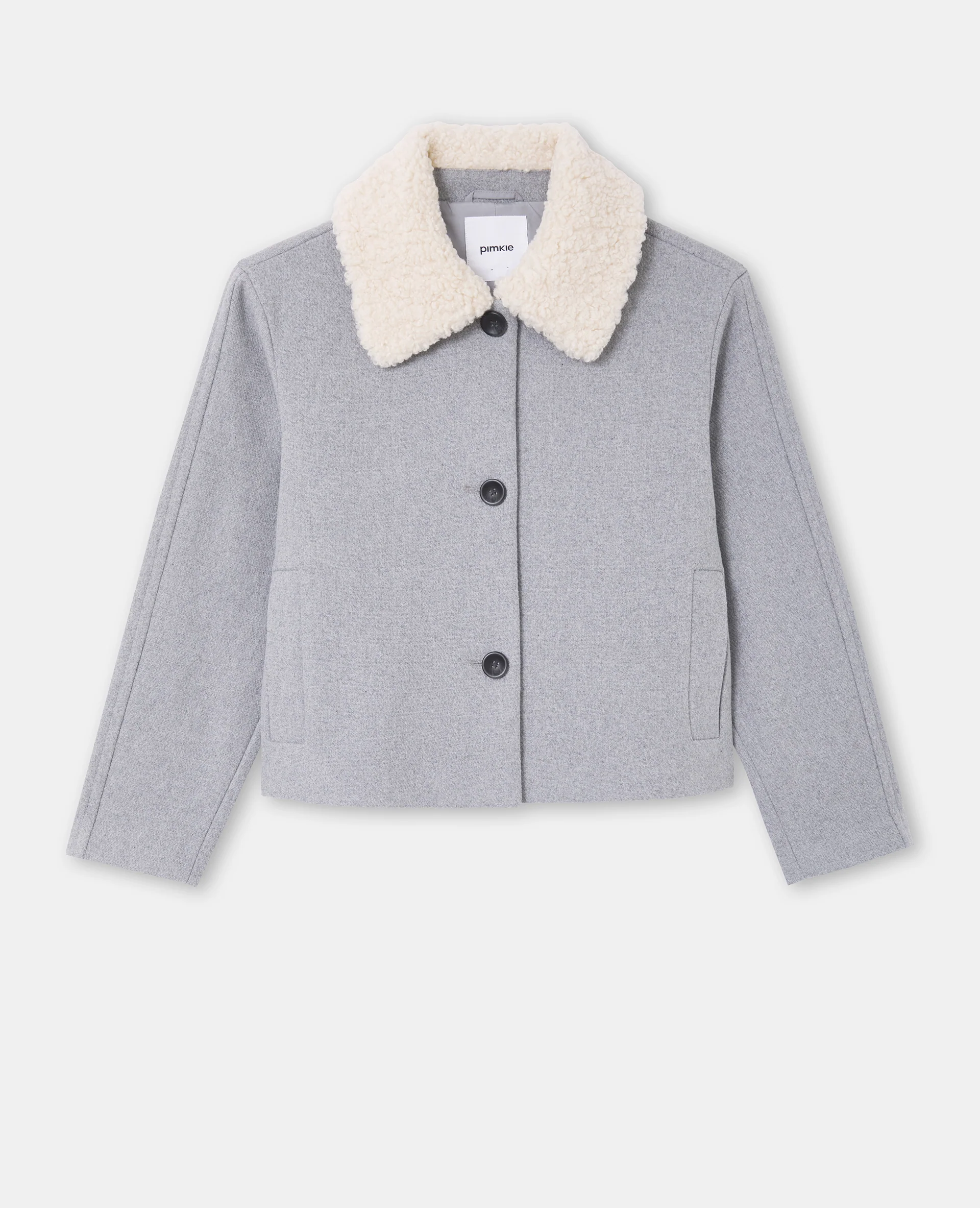 Blouson façon drap de laine avec col sherpa - Image 4