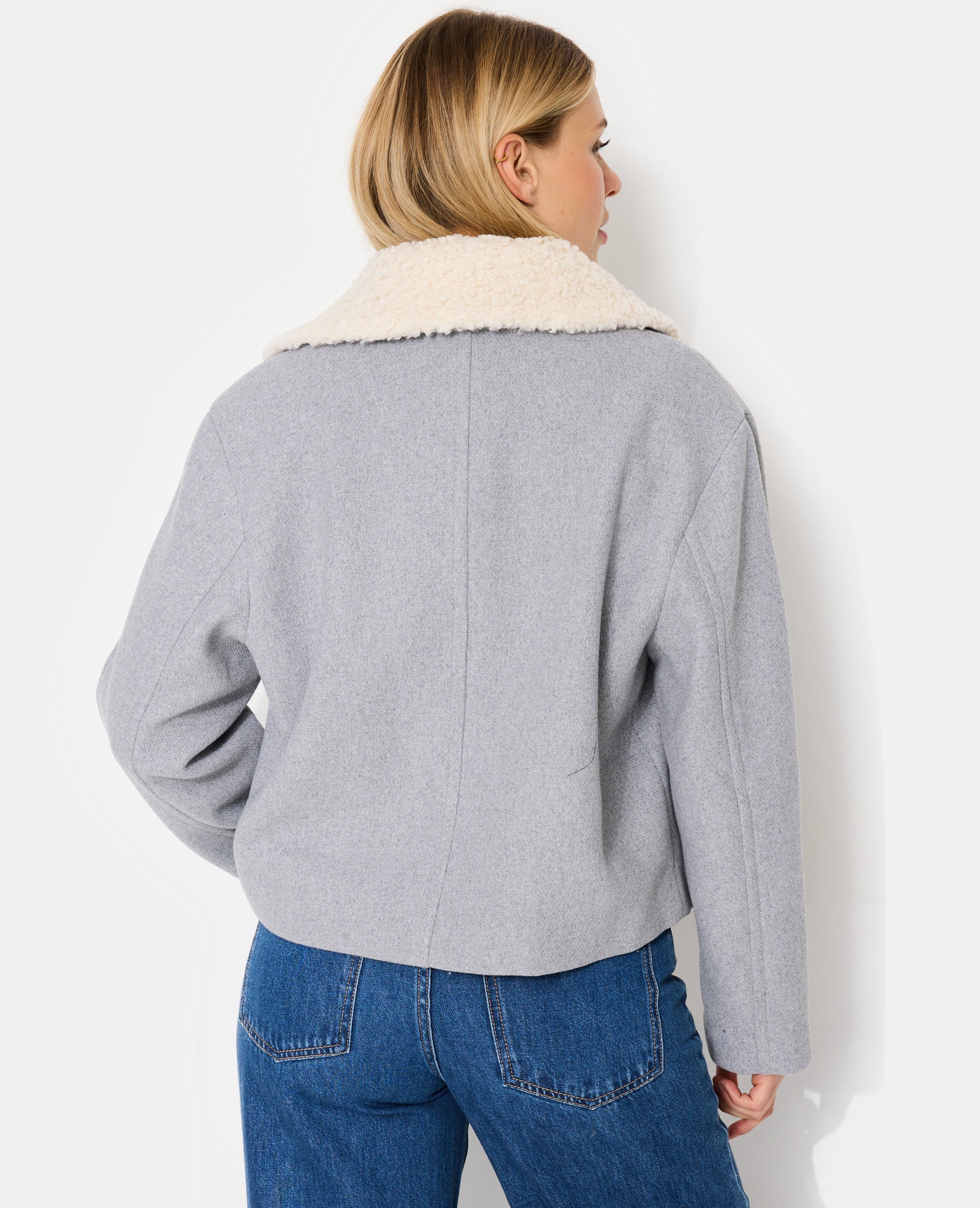 Blouson façon drap de laine avec col sherpa - Image 6
