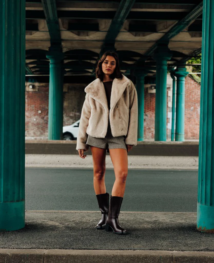Blouson fausse fourrure avec grand col