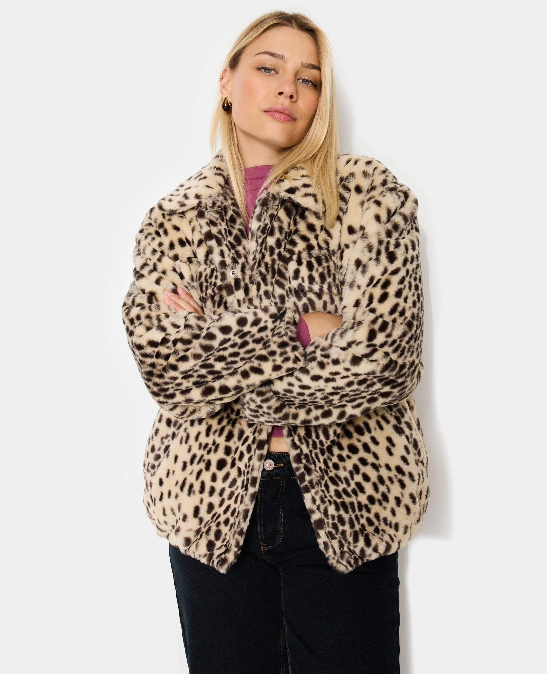 Blouson forme chemise en fausse fourrure motif guépard - Image 7
