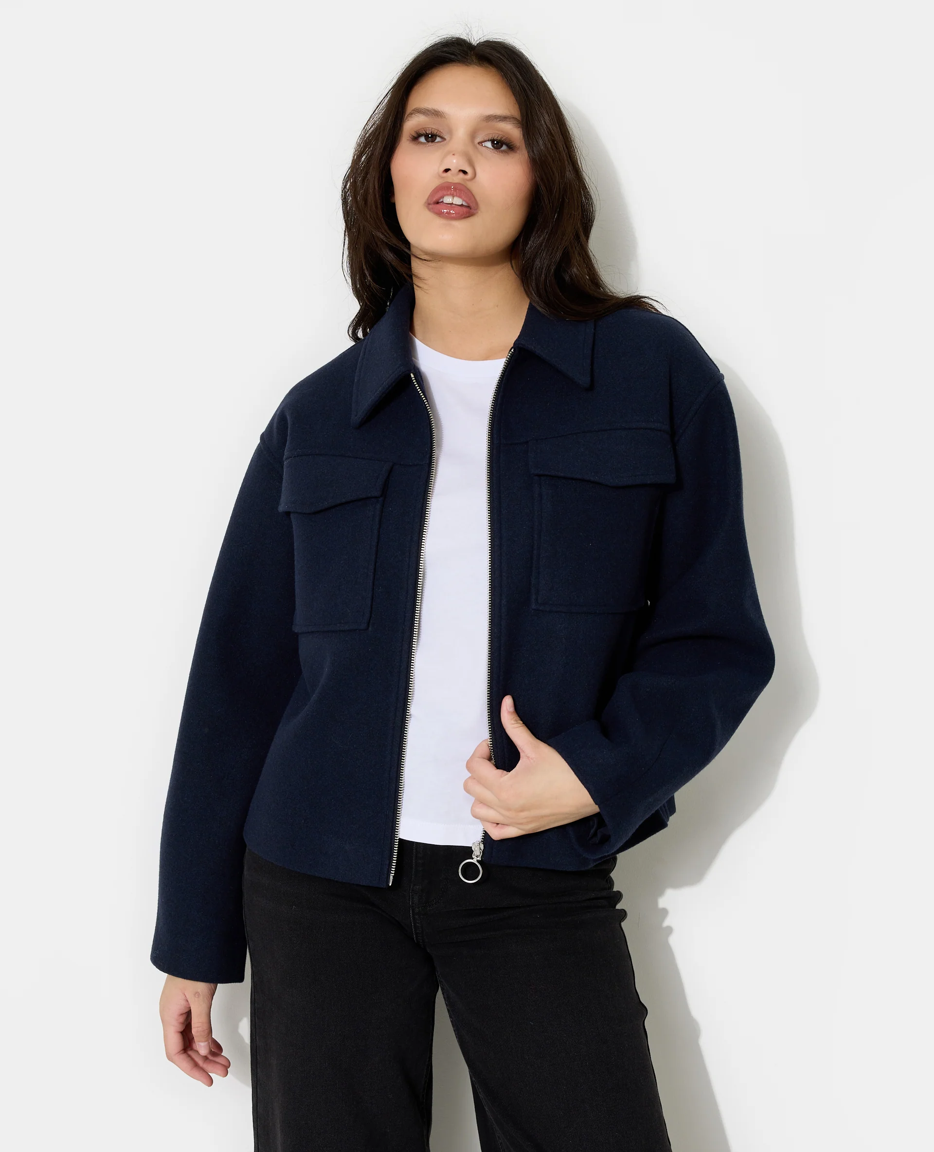 Blouson zippé effet drap de laine - Image 5
