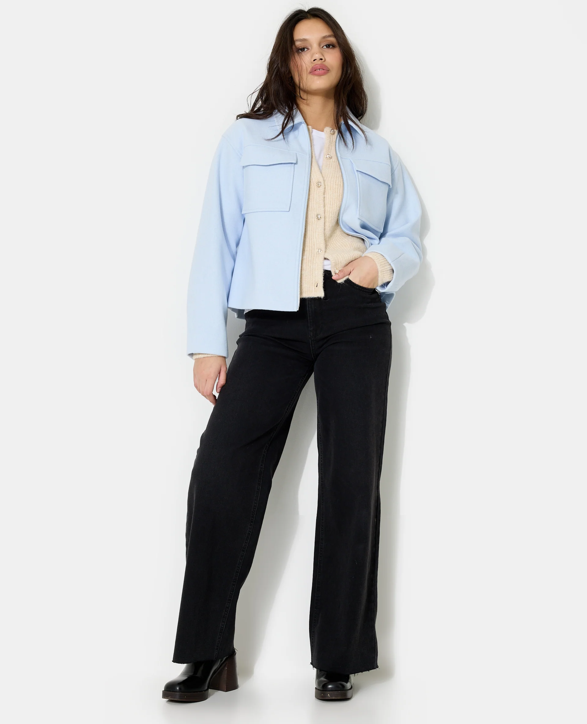 Blouson zippé effet drap de laine - Image 3