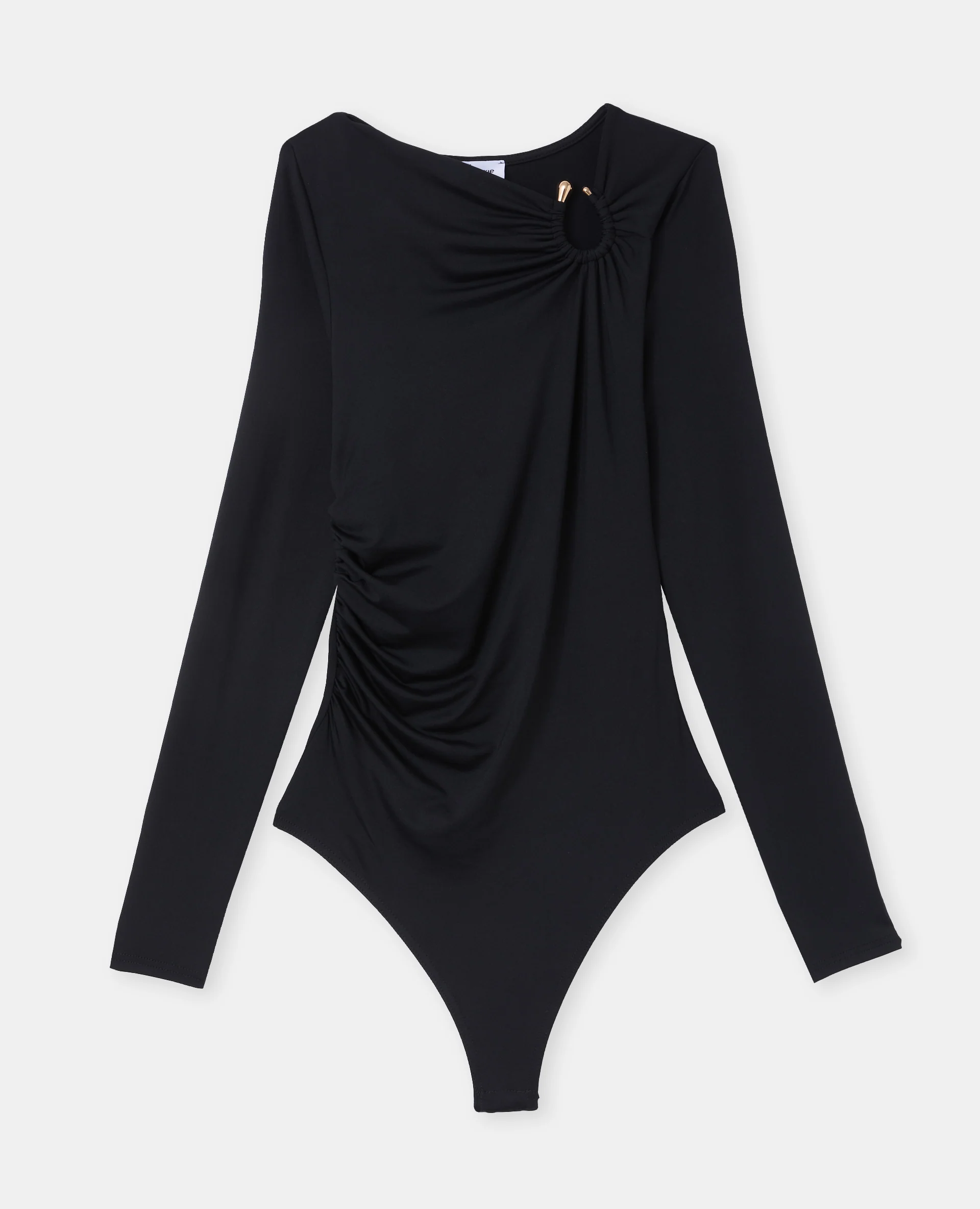 Body en maille stretch avec col asymétrique et bijou - Image 4