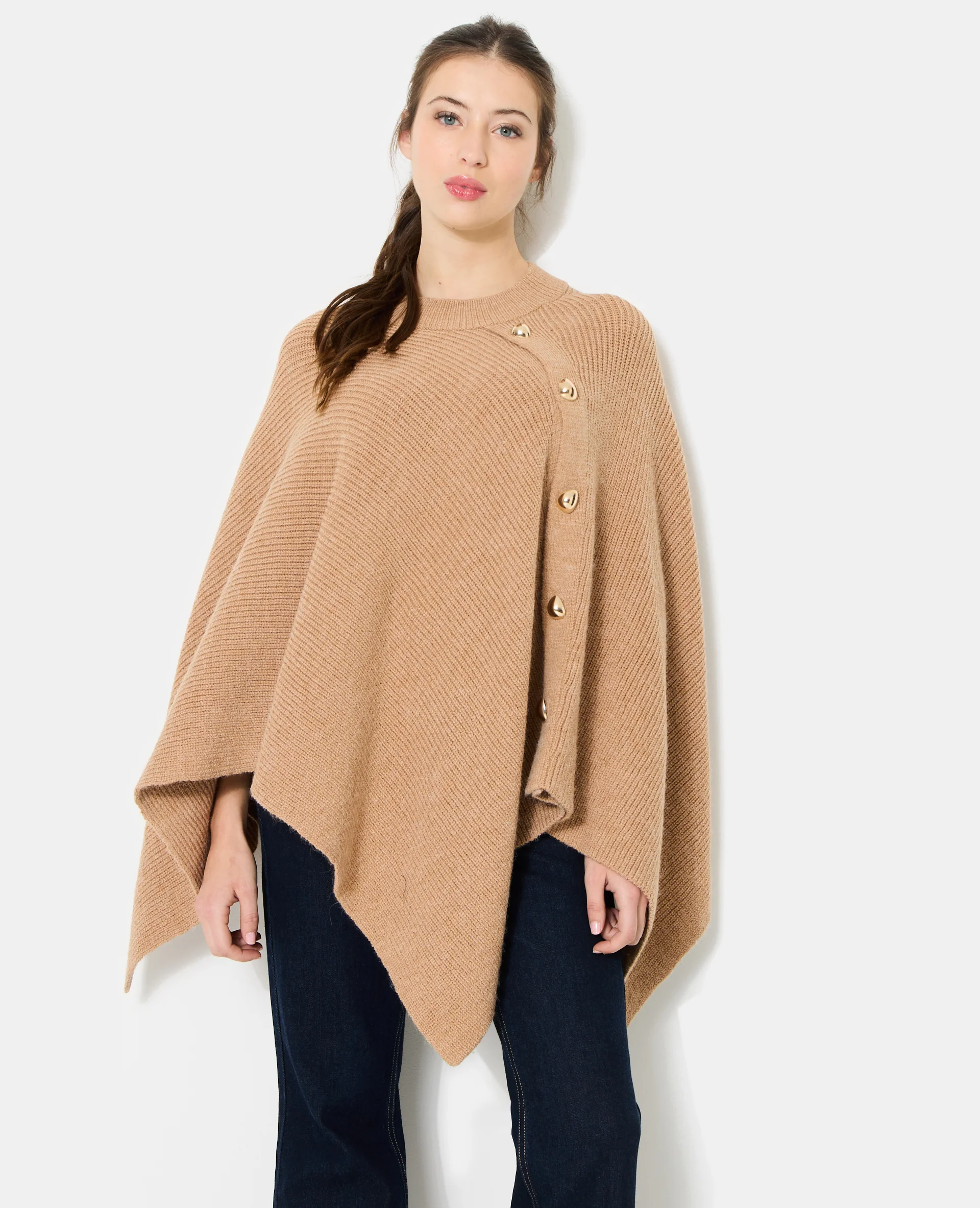 Cape en tricot avec détail boutons - Image 5