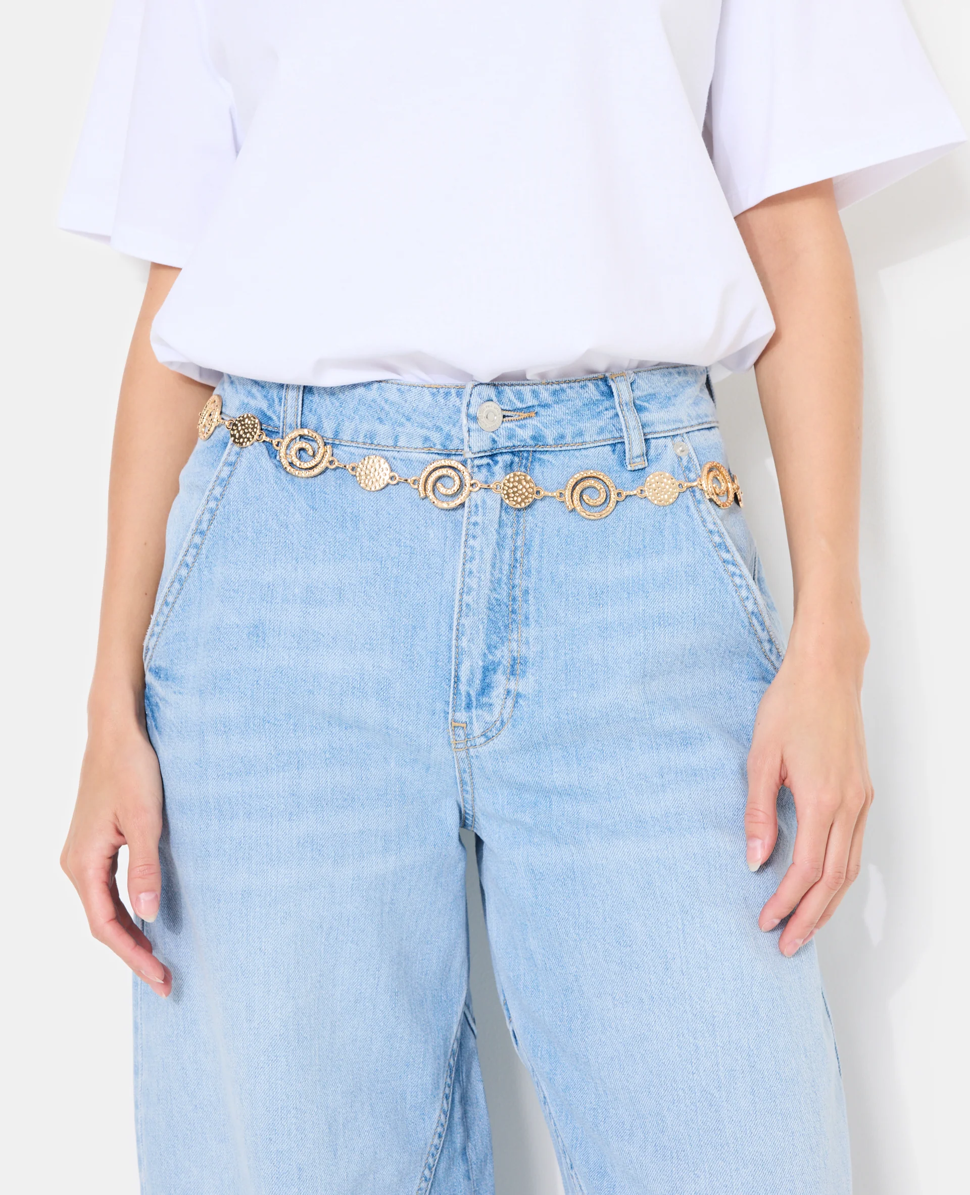 Ceinture chaîne avec pastilles et spirales martelées - Image 2