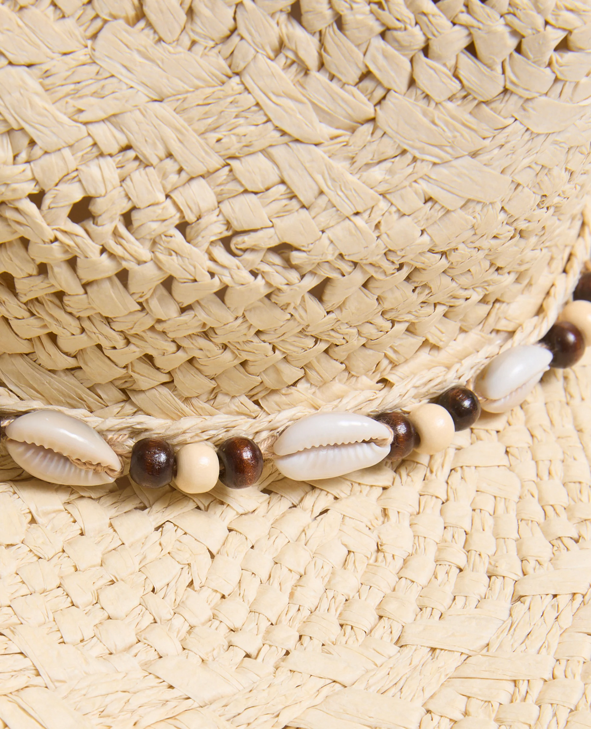 Chapeau de paille avec perles et coquillages - Image 4