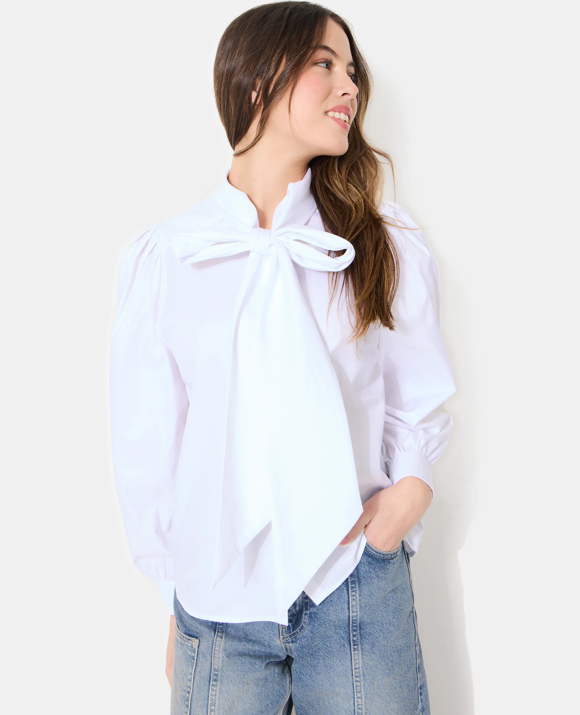 Chemise col lavalière avec manches ballons - Image 5