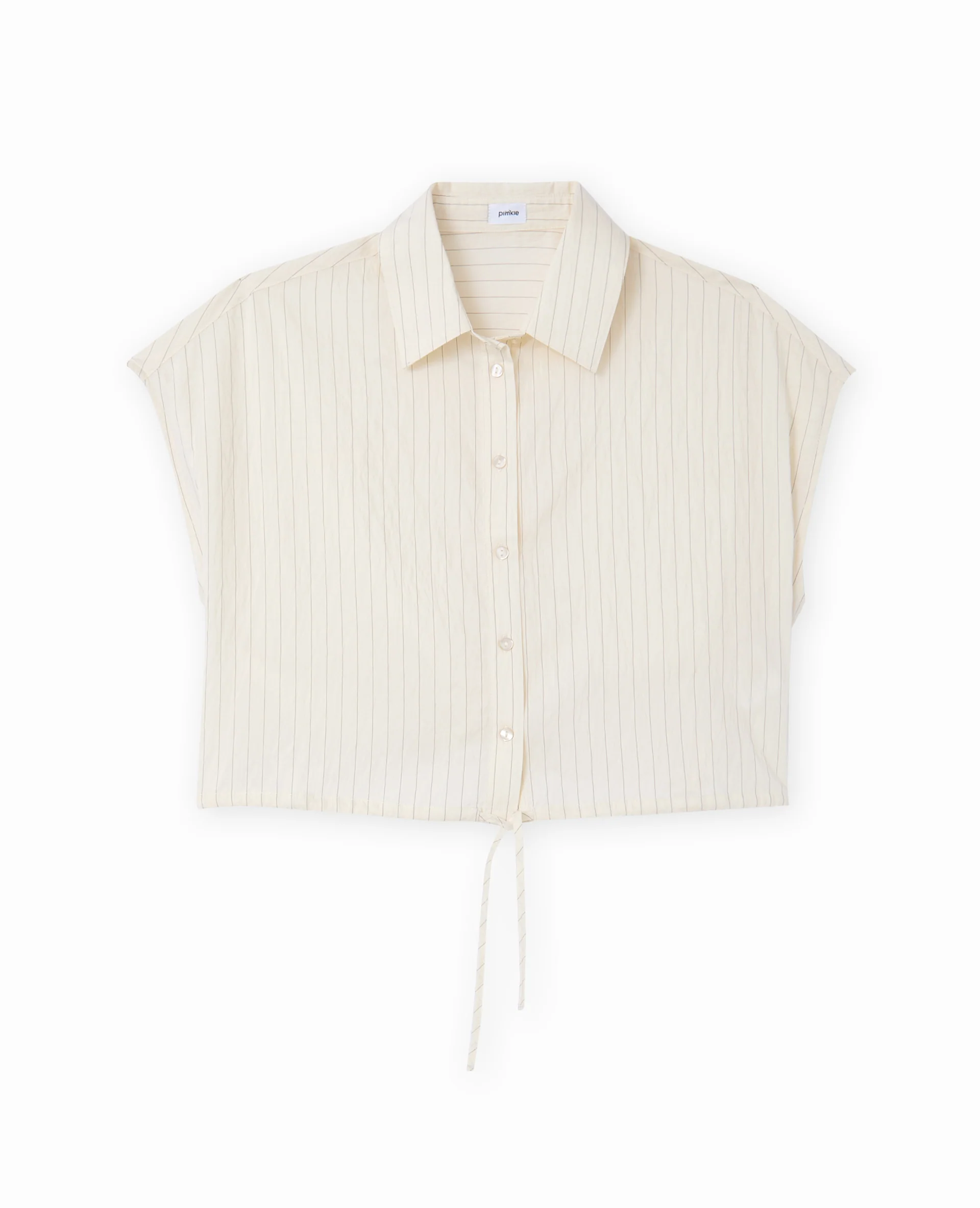 Chemise courte sans manches avec fines rayures - Image 4