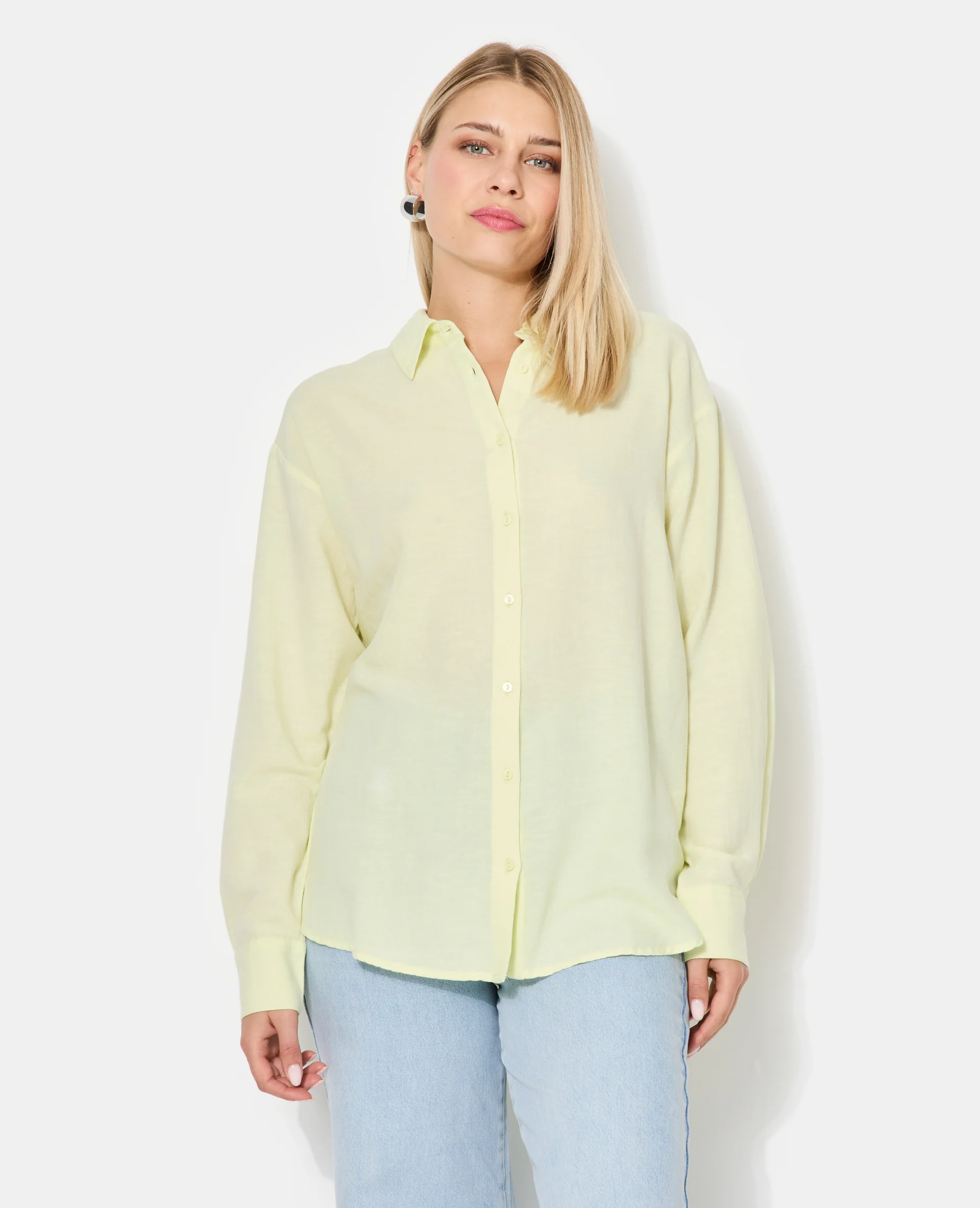 Chemise oversize avec lin motif rayures - Image 5