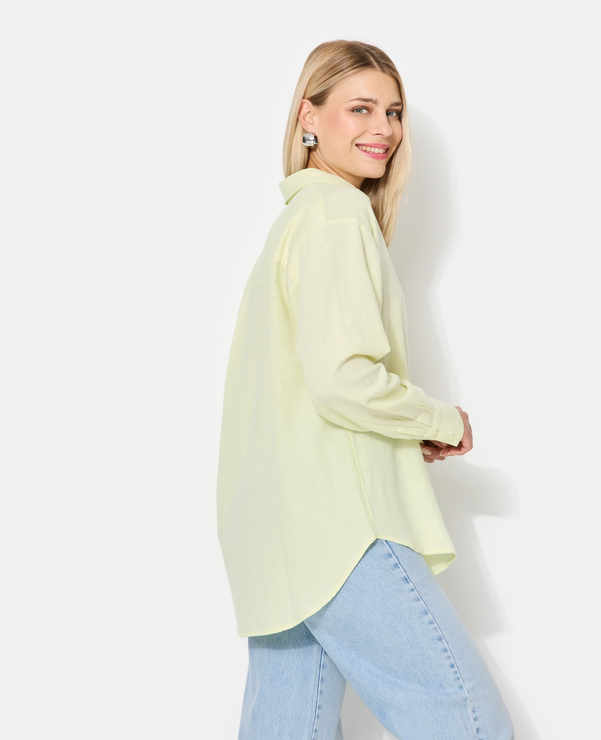 Chemise oversize avec lin motif rayures - Image 7
