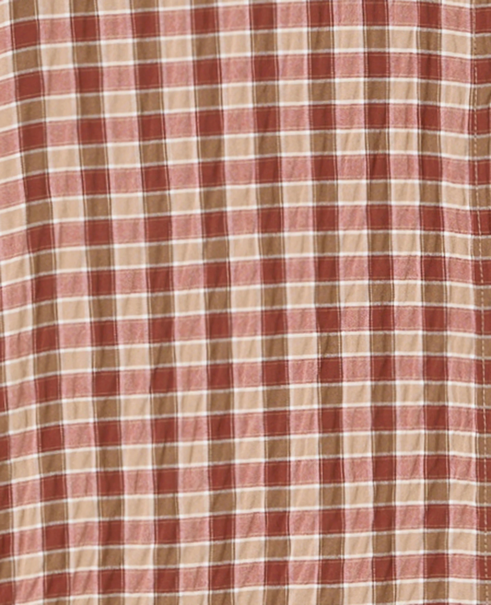 Chemise oversize en tissu gaufré motif carreaux - Image 8