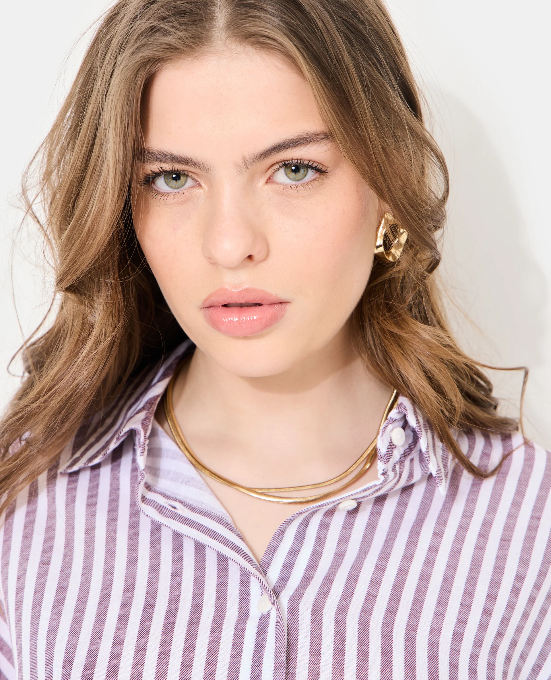 Chemise oversize rayée avec lin - Image 7