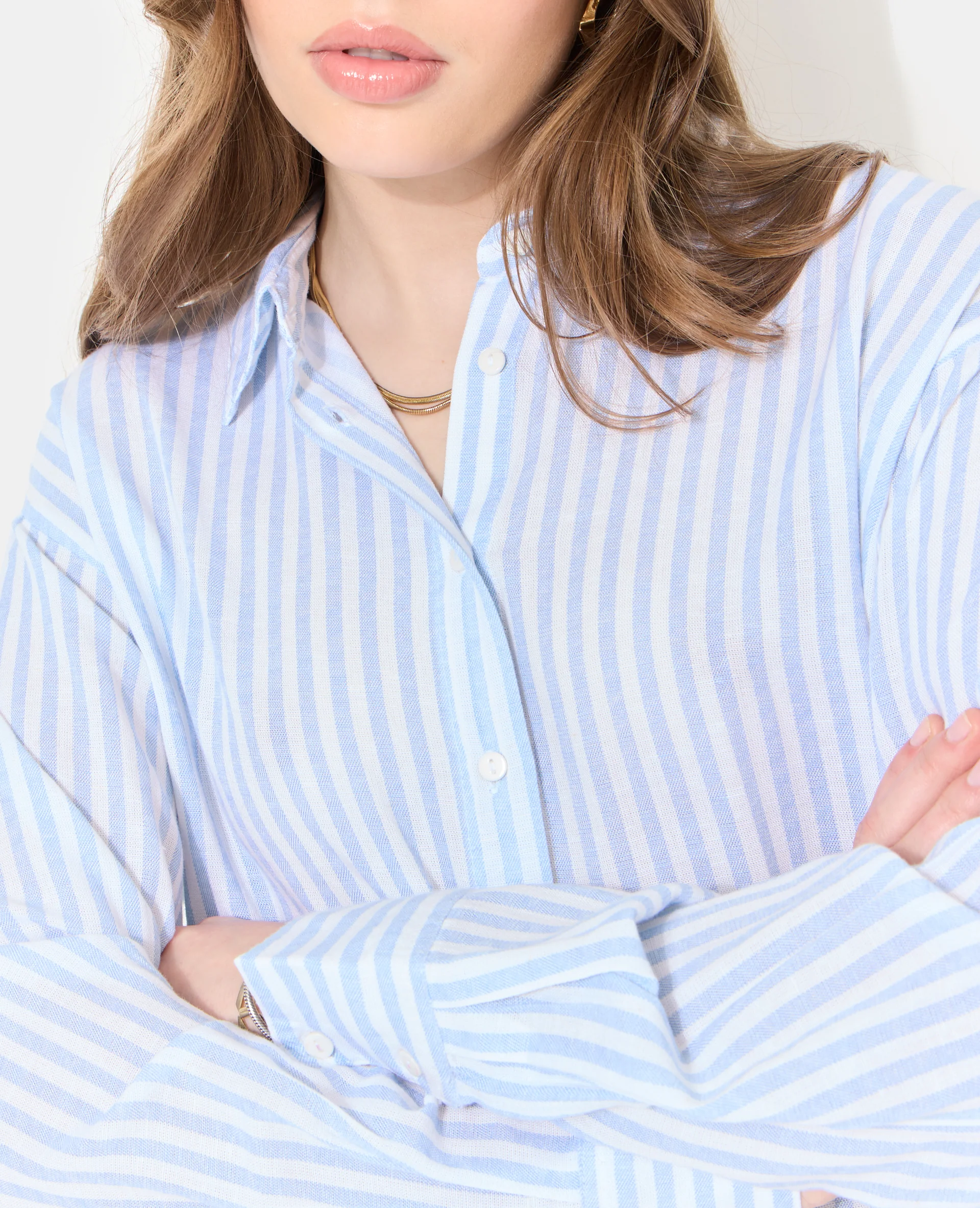 Chemise oversize rayée avec lin - Image 2