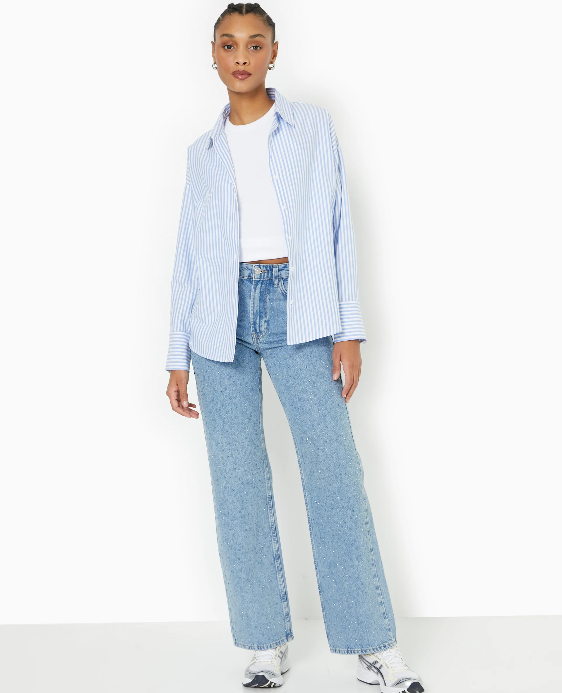 Chemise oversize rayée col ouvert - Image 2