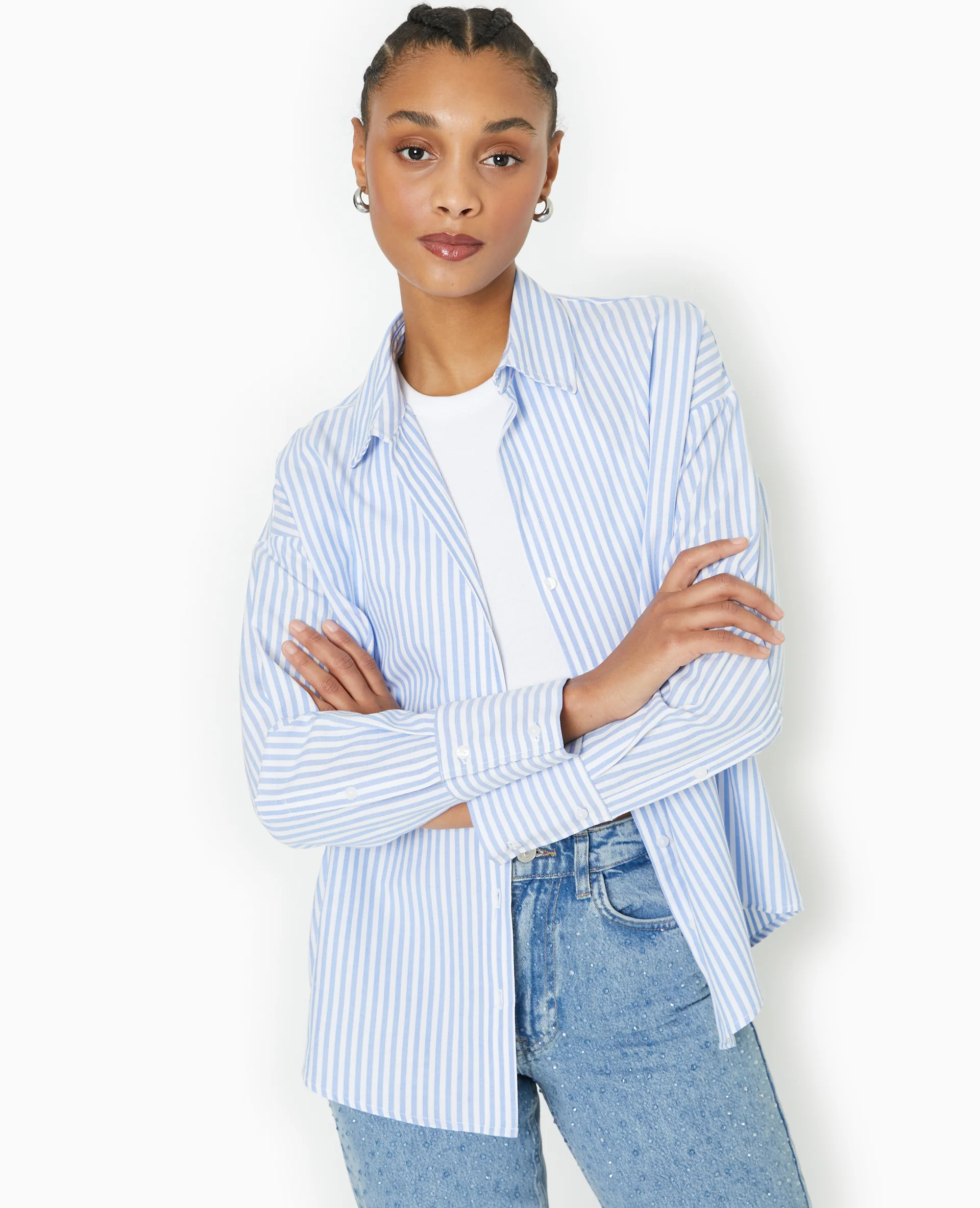 Chemise oversize rayée col ouvert - Image 5