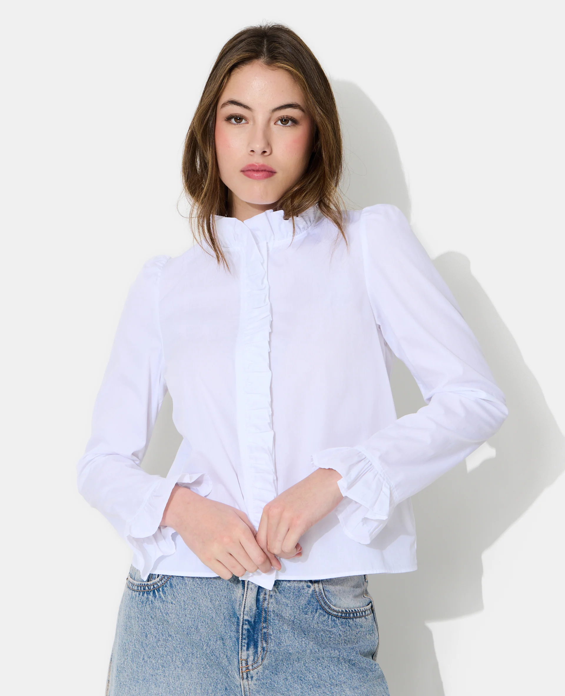 Chemise popeline avec volants