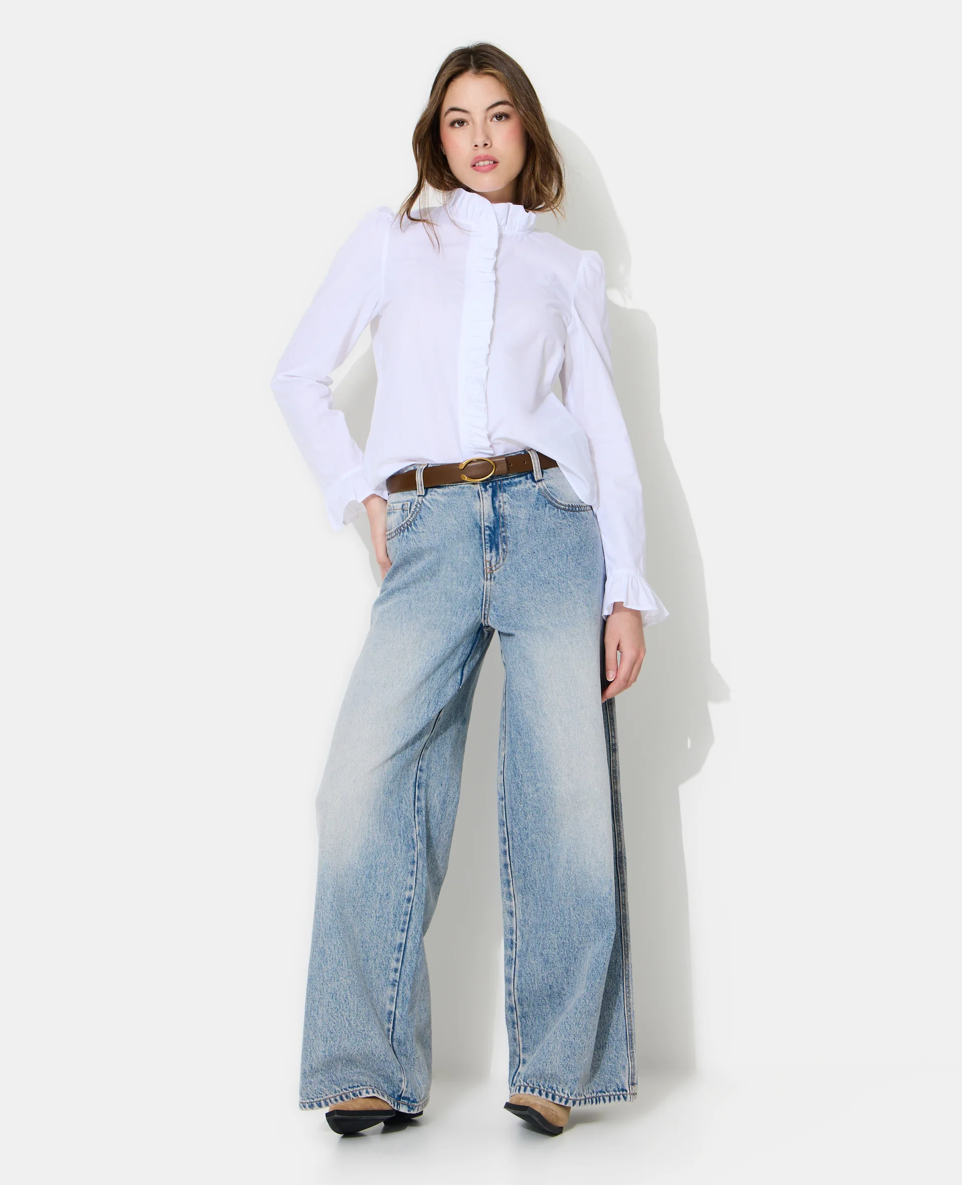 Chemise popeline avec volants - Image 3