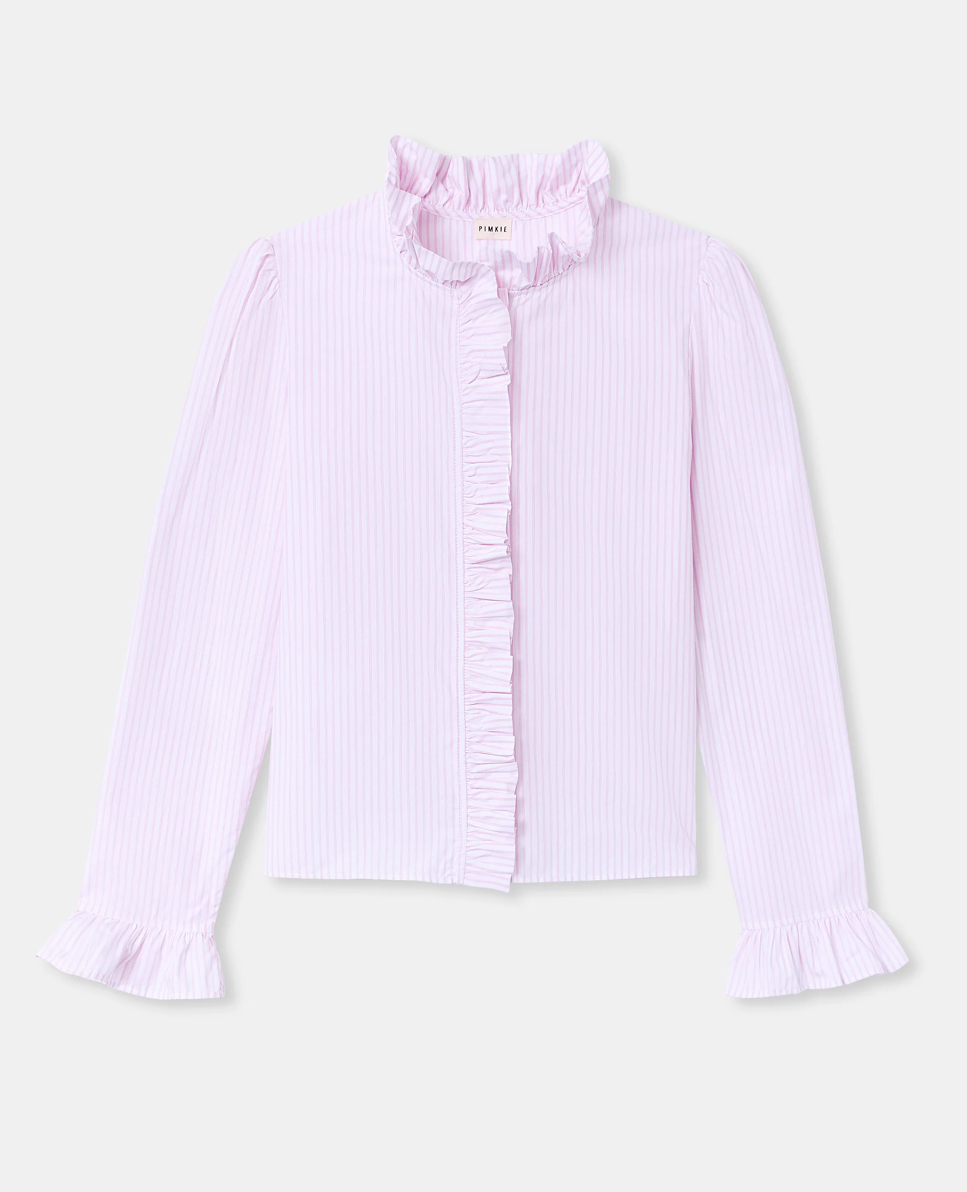Chemise popeline rayée avec volants - Image 4